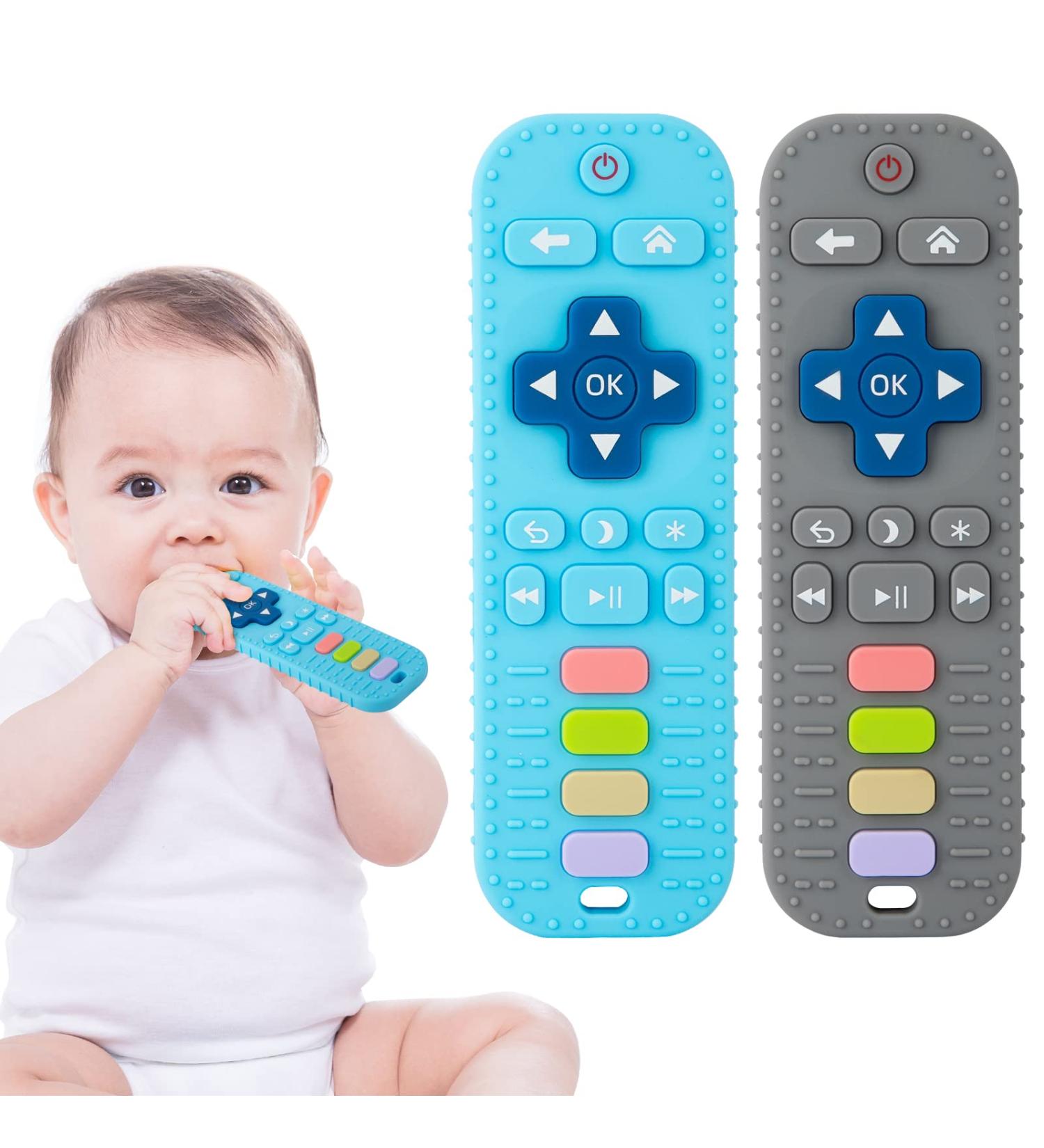 Cuibilyer Baby Teething Toys 2 Pack Silicone Teething Toys for Babies 3-12 Months - TV Remote Control Teether for Boys and Girls (Blue/Grey) - Buy Online on GoSupps.com