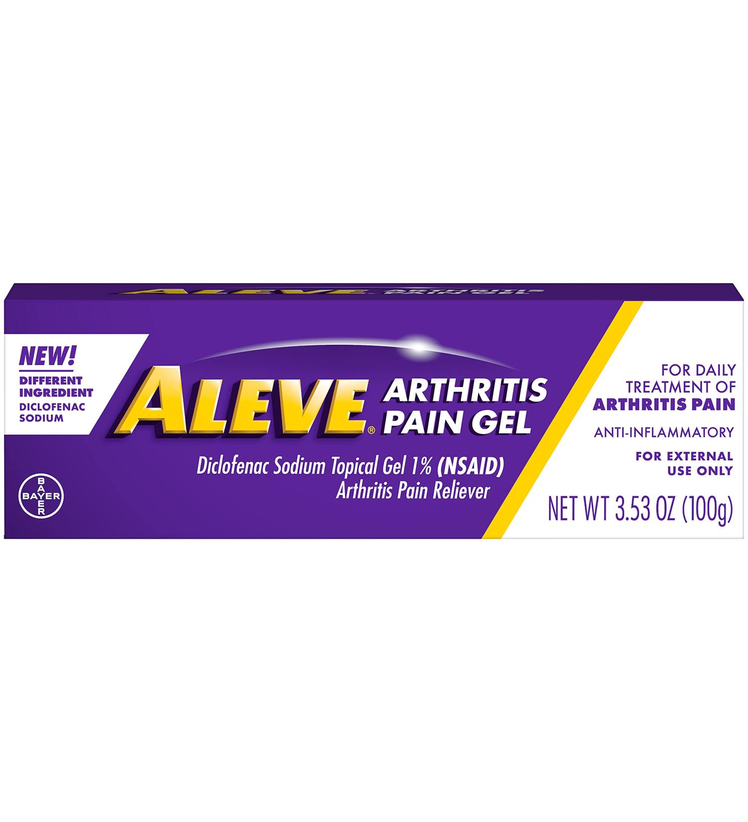 Aleve Arthritis Pain Gel 1% Diclofenac Sodium Tropical Gel 100g Tube - Fast Relief (NSAID) - Buy Online on GoSupps.com