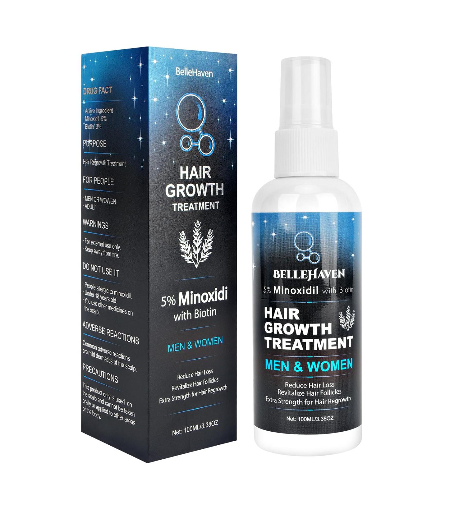 Buy 5% Minoxidil Hair Growth Treatment Spray - 100ML for Men & Women | Hair Regrowth Serum for Thinning & Hair Loss | 2 Month Supply for Beard & Hair - Buy Online on GoSupps.com