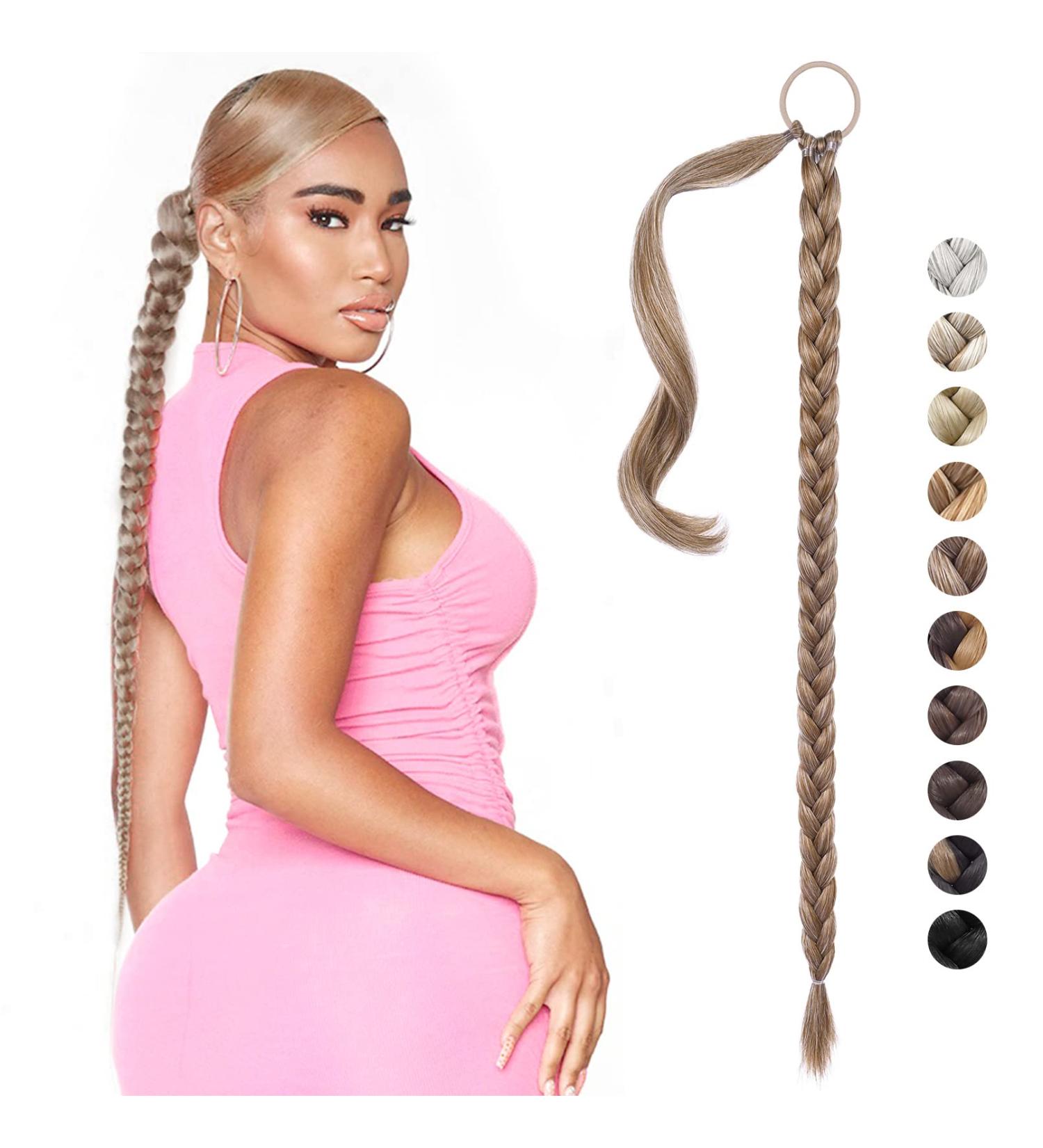 REECHO DIY Braid Ponytail Extension | Long Straight Wrap Around Ponytail Hair Extension - Dark Blonde | 34 Inch 180g | Synthetic Hair for Women - Buy Online on GoSupps.com