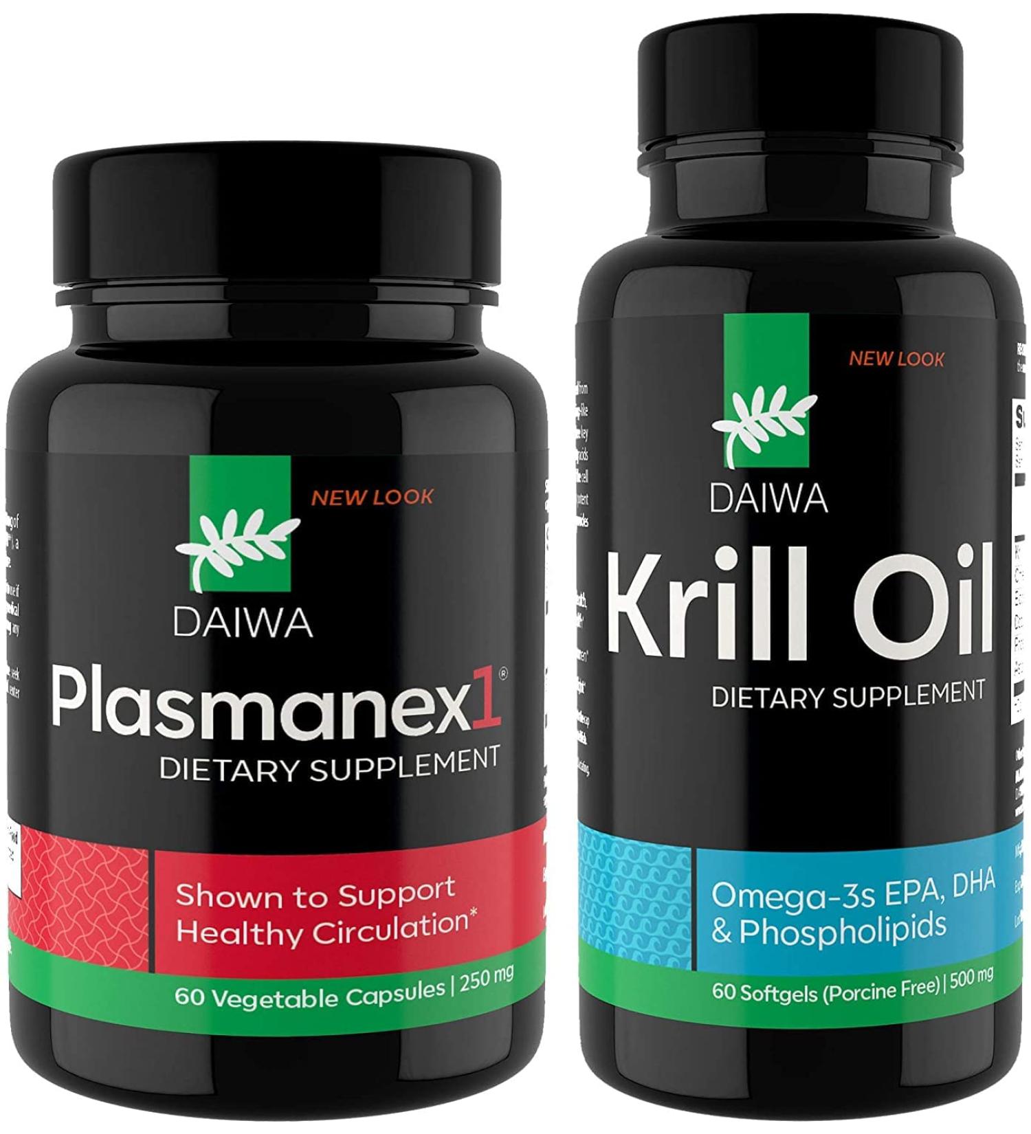 Daiwa Plasmanex 1 Blood Circulation Supplement + Daiwa Krill Oil Omega 3 Krill Oil Capsules - Buy Online on GoSupps.com