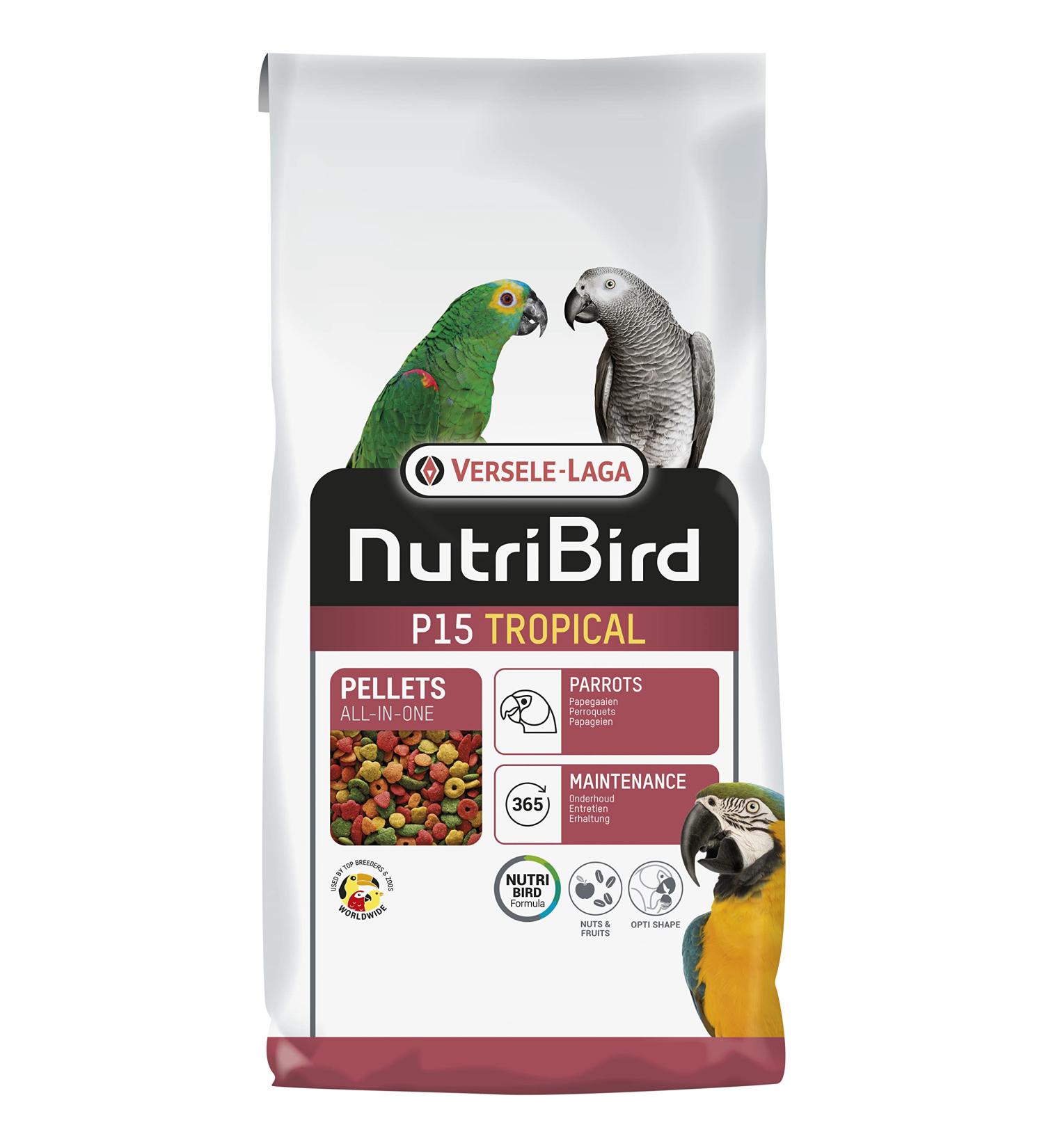 Buy VERSELE-LAGA NutriBird P15 Tropical 10kg - Multi-Coloured Extruded Pellets for Parrots - Premium Maintenance Food - International Shipping Available - Buy Online on GoSupps.com