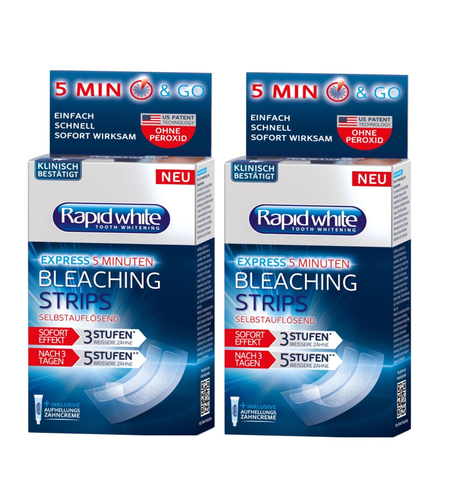 Rapid White Tooth Whitening Strips & Cream | Express Bleaching for Radiant Smile - 2 Pack - Buy Online on GoSupps.com