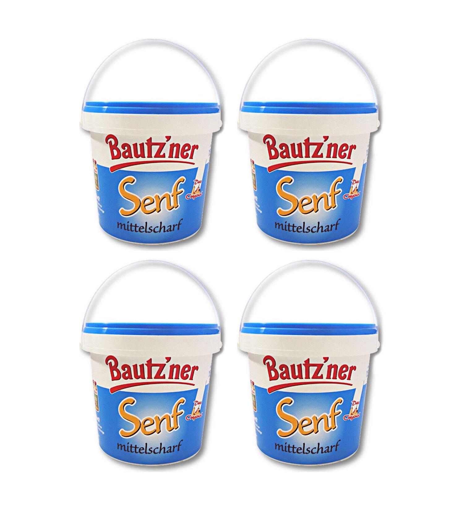 Pack of 4 Bautzner Medium Hot Mustard (4 x 1000 ml) - Premium Mustard Bucket for International Shipping - Buy Online on GoSupps.com