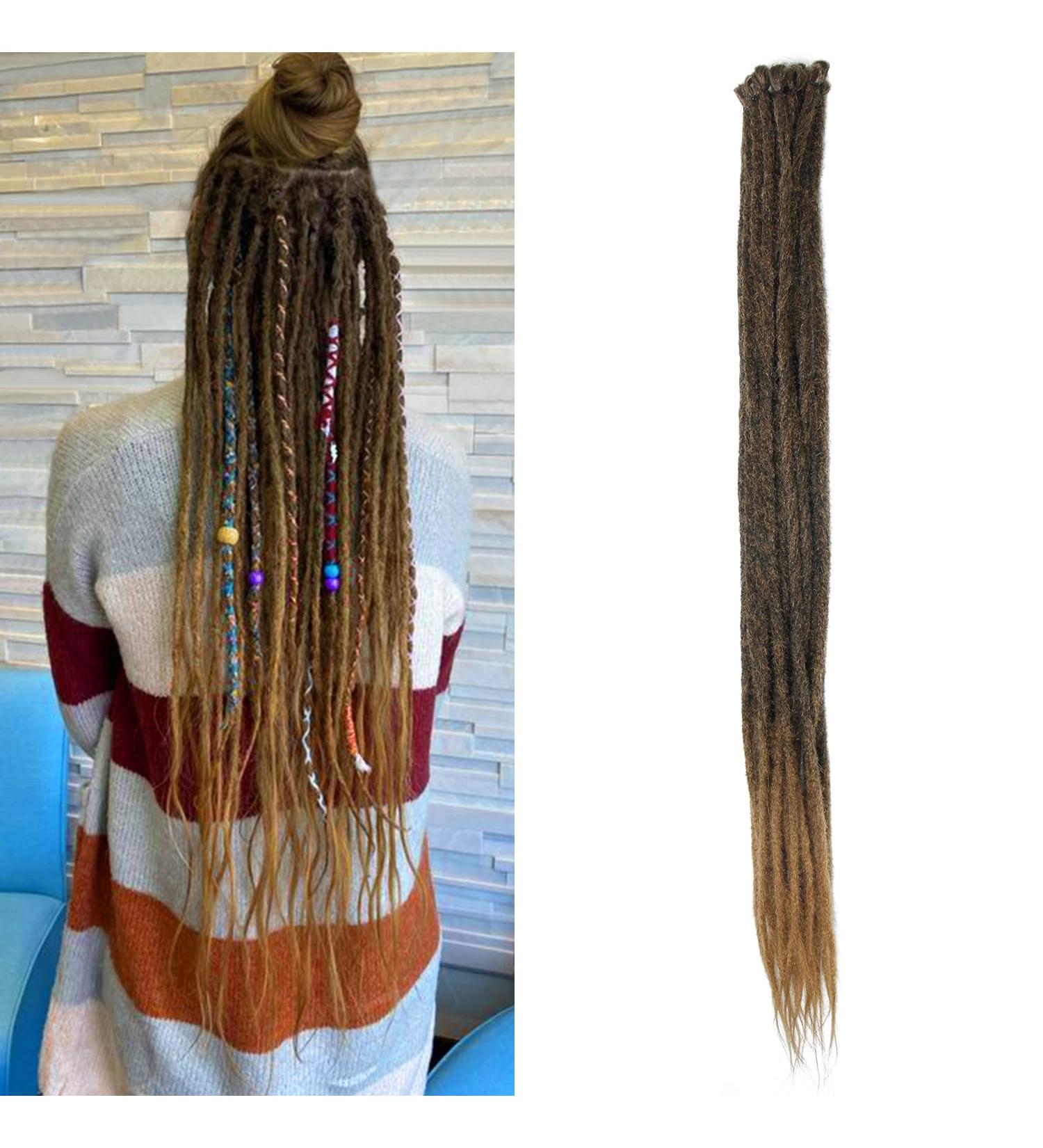 30 Inch Synthetic Dreadlocks Extensions - 20 Strands 0.8cm Crocheted Braided Hair | Soft Dreads Reggae & Hip-Hop Style | Two Colors MT1B-27# - Buy Online on GoSupps.com