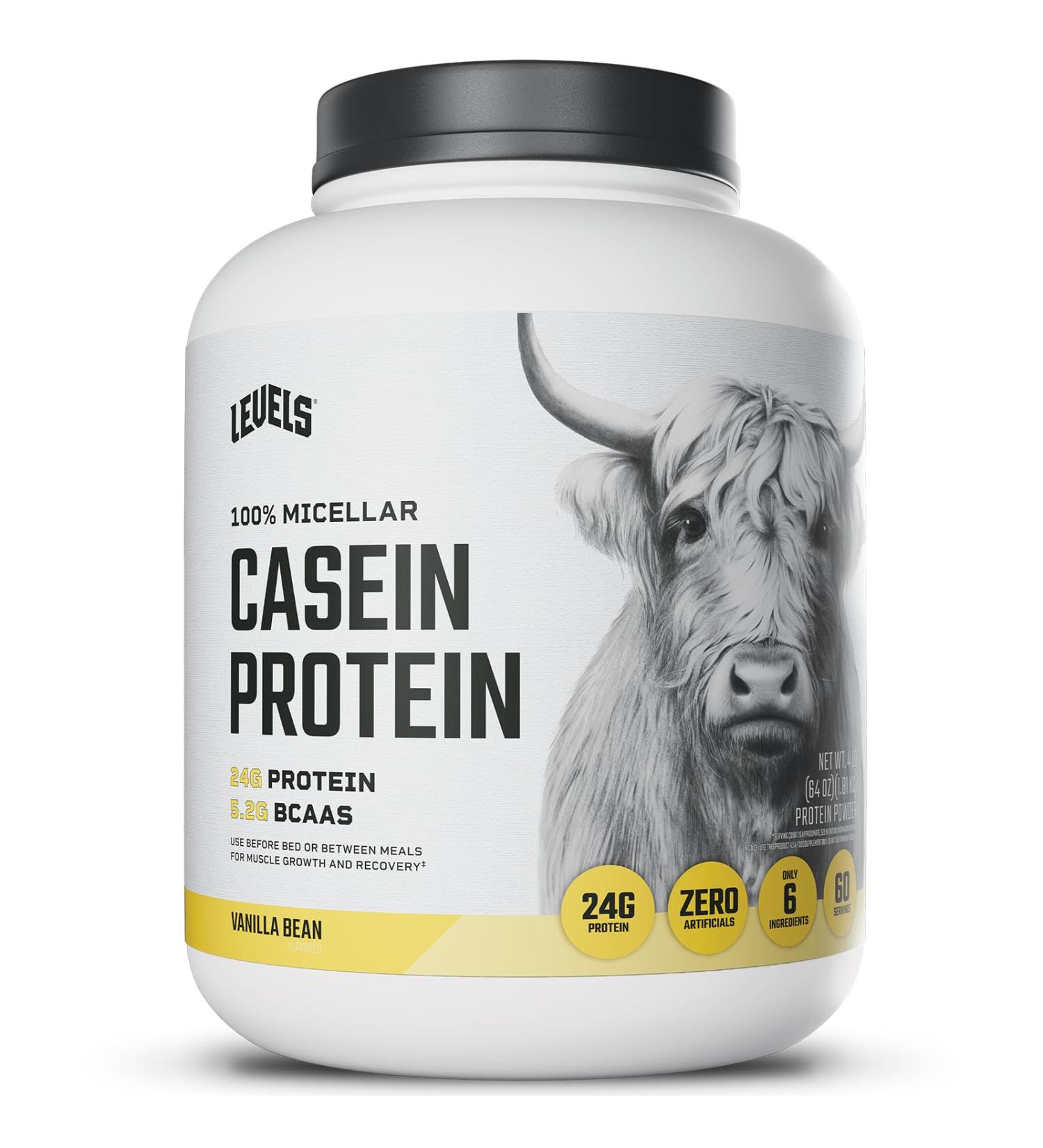 Levels 100% Micellar Casein Protein Hormone Free Vanilla Bean 4LB Vanilla 4 Pound (Pack of 1) - Buy Online on GoSupps.com