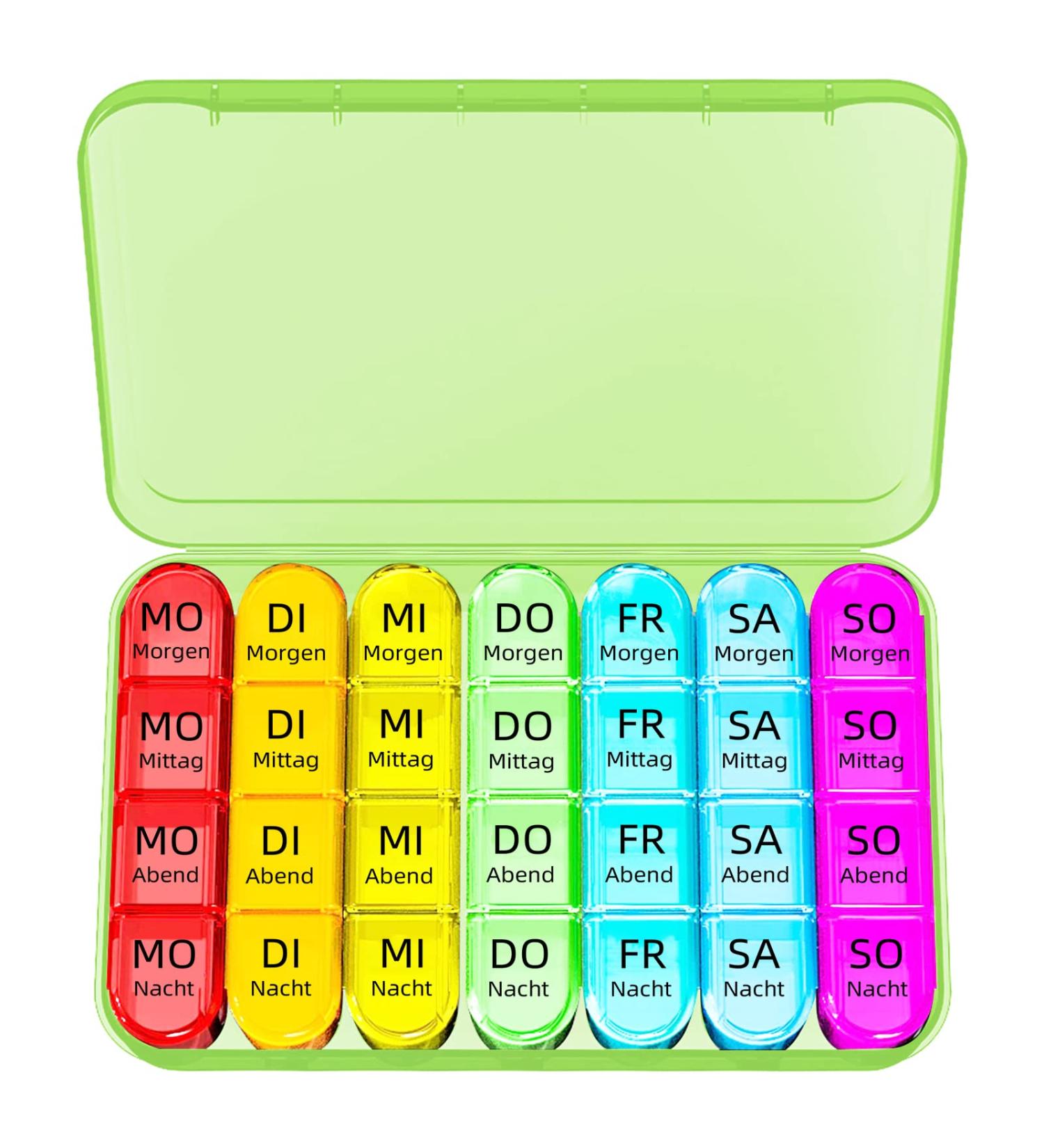 Buy Doruimi 7-Day Pill Organizer Box - Large Compartment Medication Storage for Kids & Seniors - Easy Open Design (Green) - Buy Online on GoSupps.com