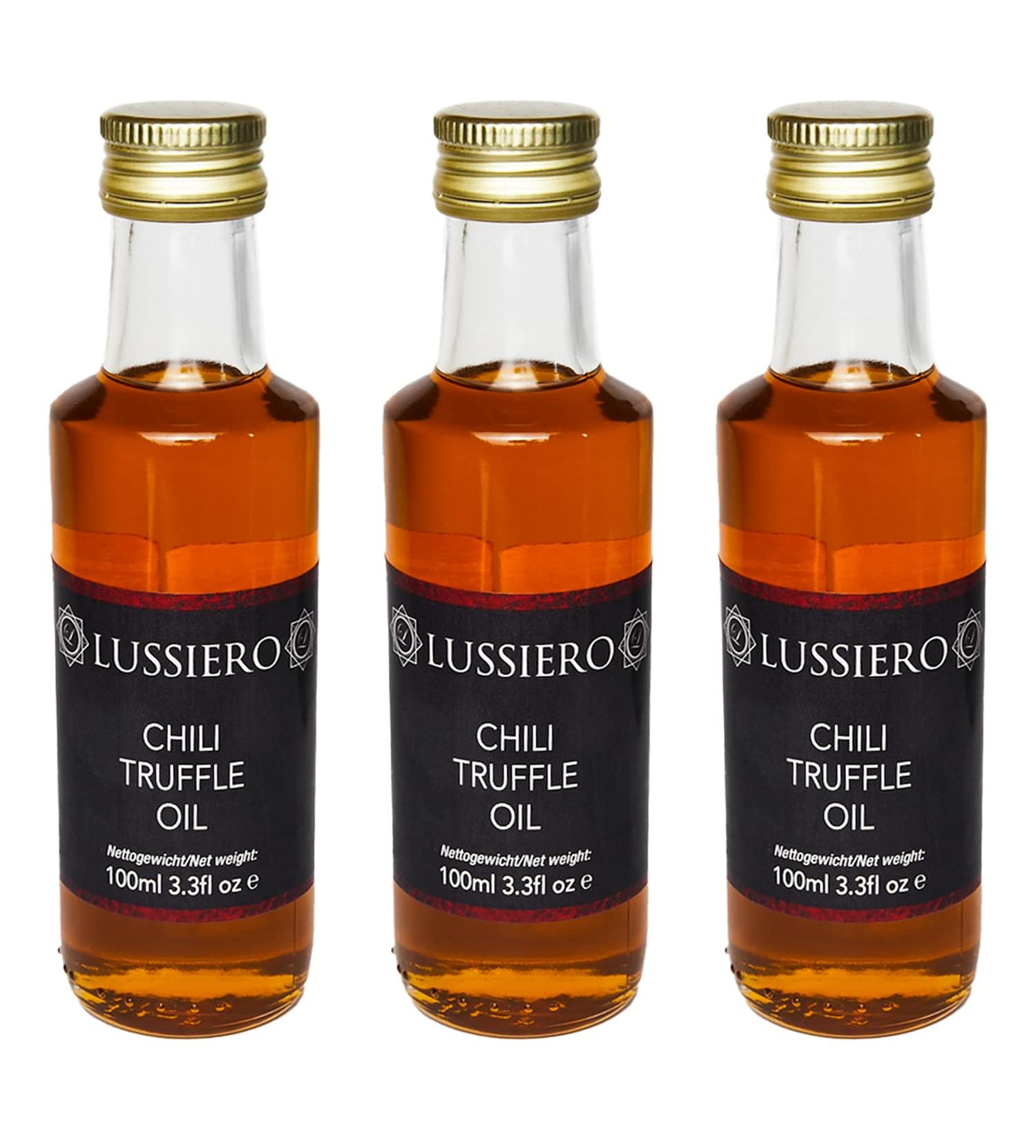 Lussiero Chili Truffle Oil - 100ml 3-Pack | Extra Virgin Olive Oil with White Truffle Aroma & Fiery Chili Notes | Gourmet Cooking Essential - Buy Online on GoSupps.com