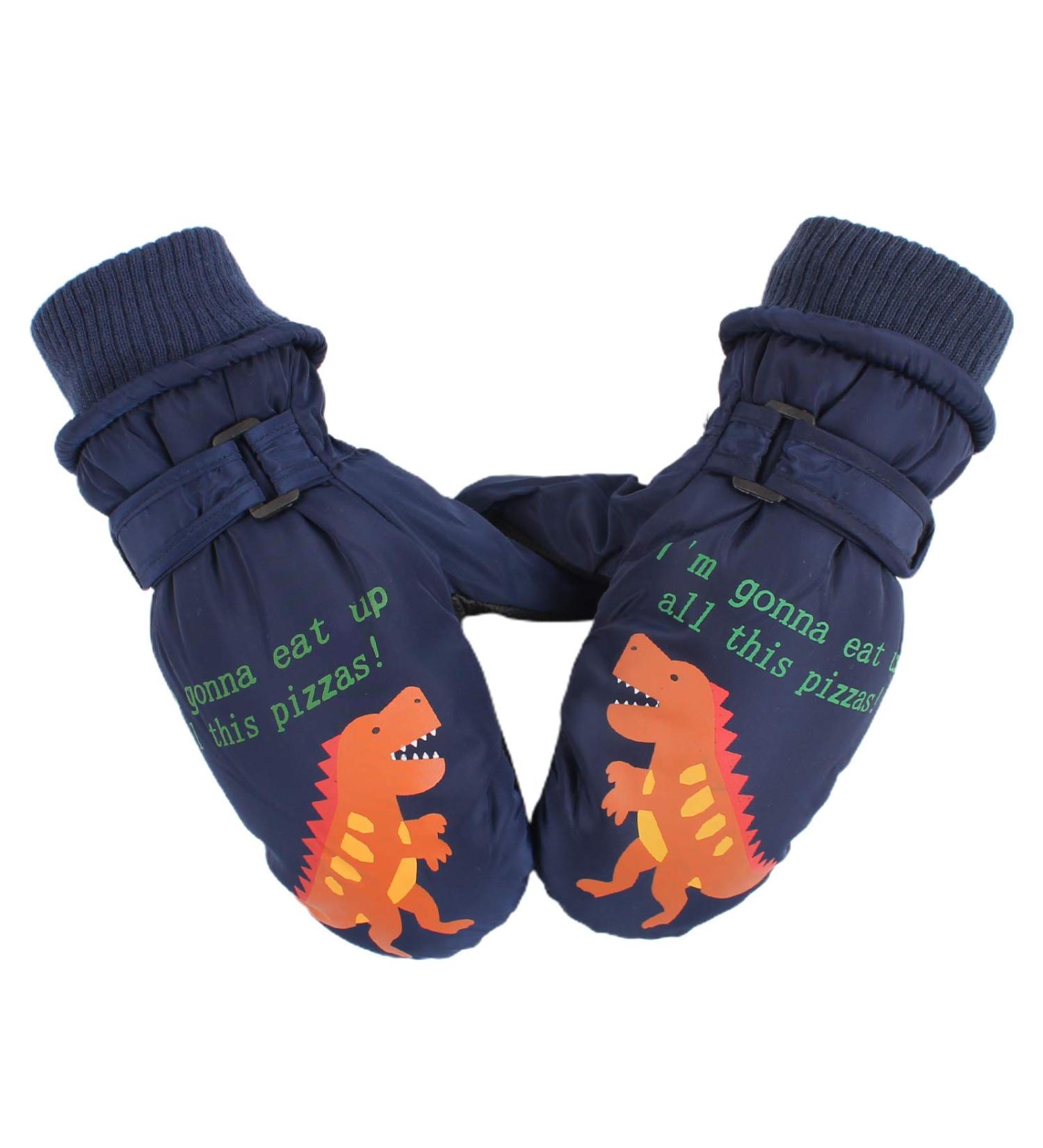 XIAOHAWANG Kids Ski Gloves | Waterproof Winter Dinosaur Mittens Navy | 2-8 Years - Buy Online on GoSupps.com