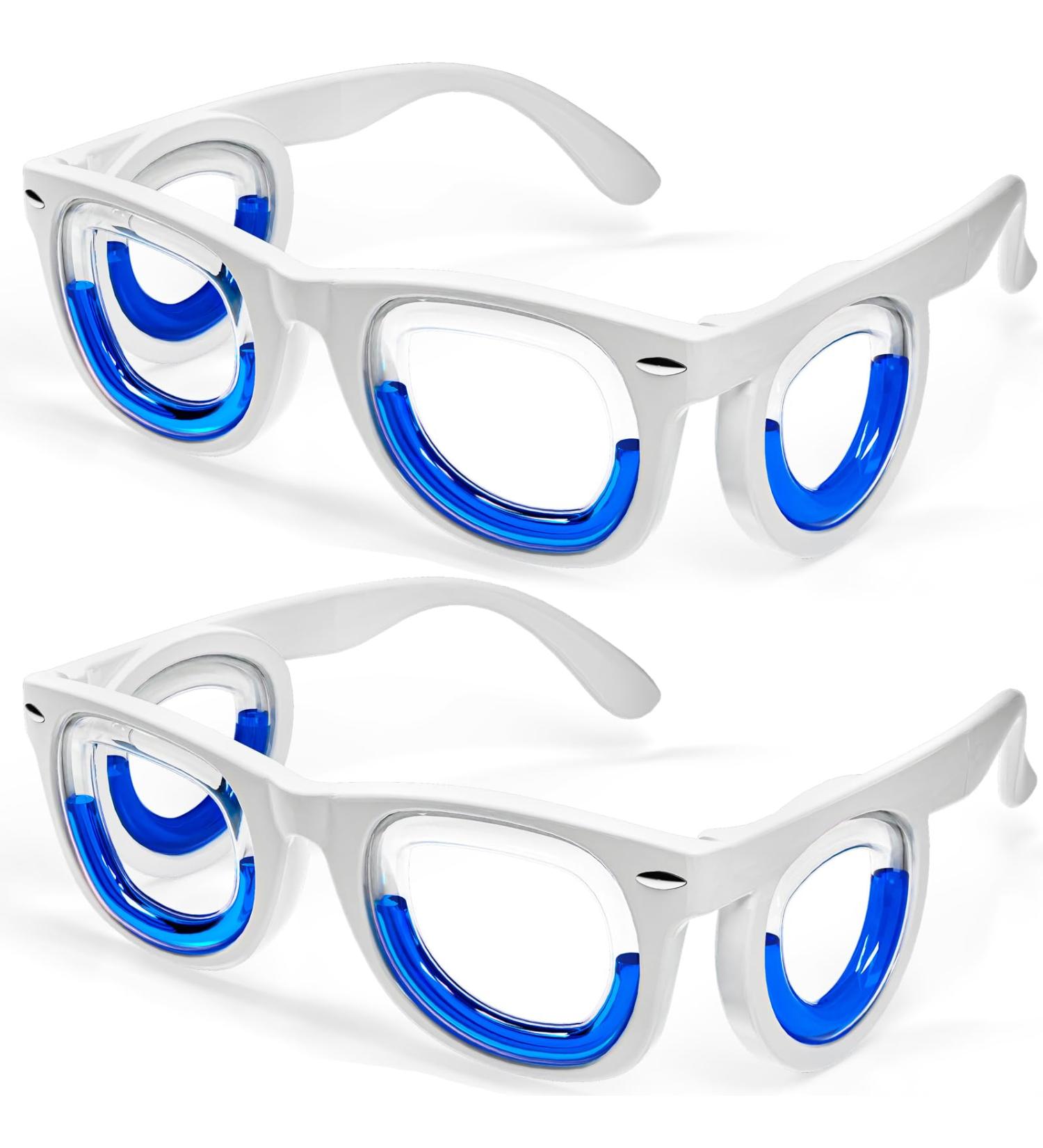 Hion 2 Pairs Kids Anti- Motion Sickness Smart Glasses Ultra-Light Portable Nausea Relief Liquid Glasses Carsickness Airsickness Seasickness Glasses Kids Travel/Cruise Essentials B08-2white Kid