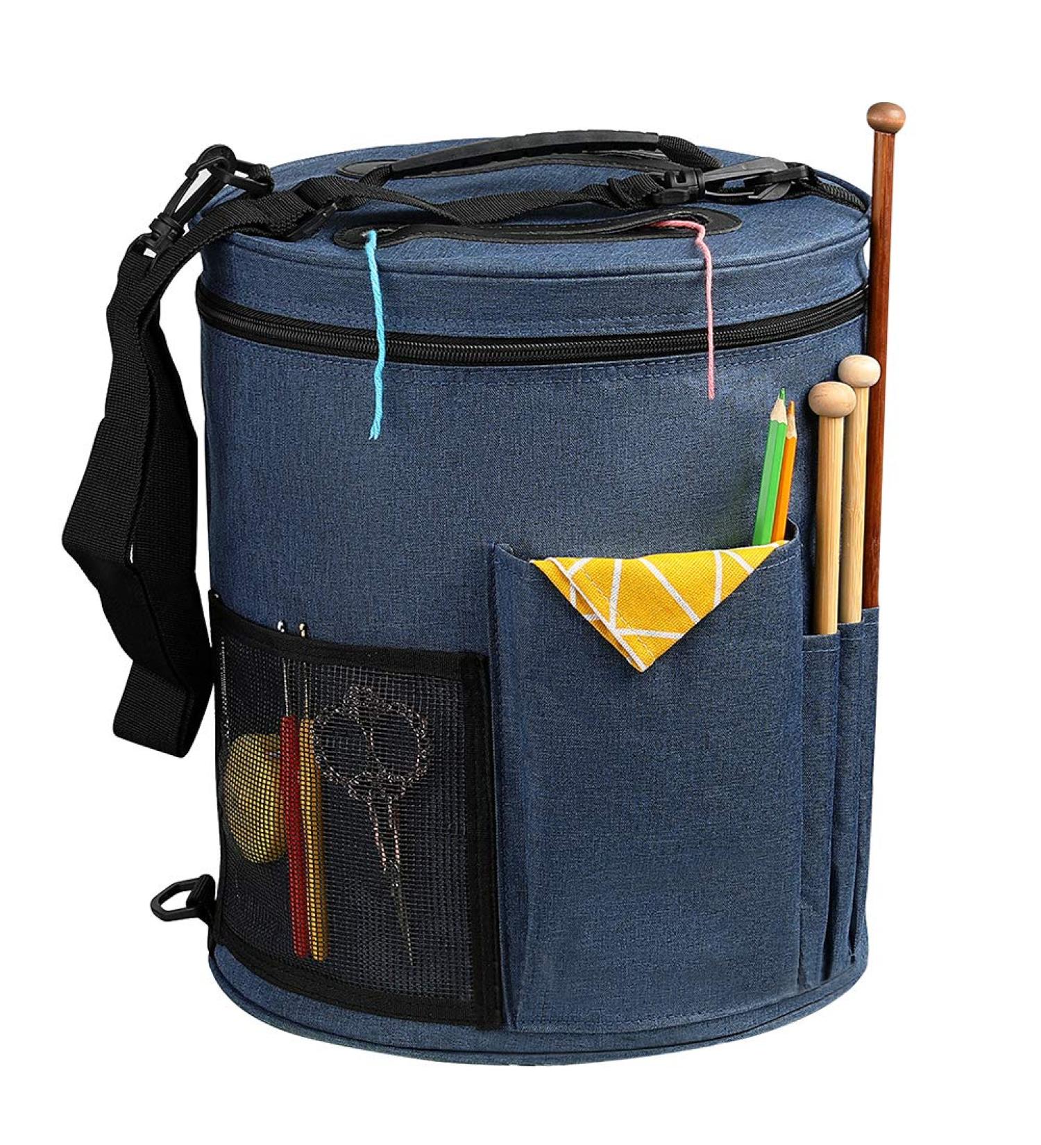 SumDirect Knitting Bag - Portable Yarn Organizer Tote for Knitting and Crochet - Blue - Buy Online on GoSupps.com