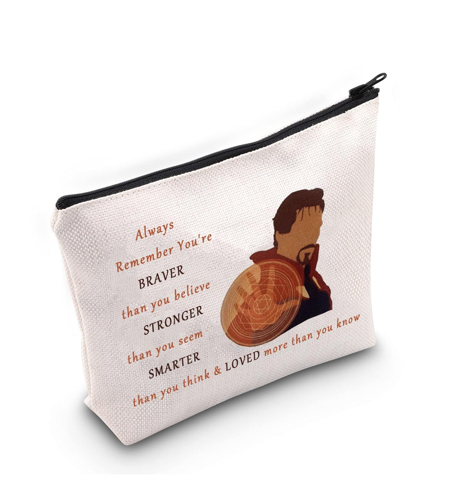 Levlo Dr Strange Cosmetic Bag - Eye of Agamotto Gift for Fans | Zipper Makeup Bag for Women & Girls - Braver Stronger Smarter! - Buy Online on GoSupps.com