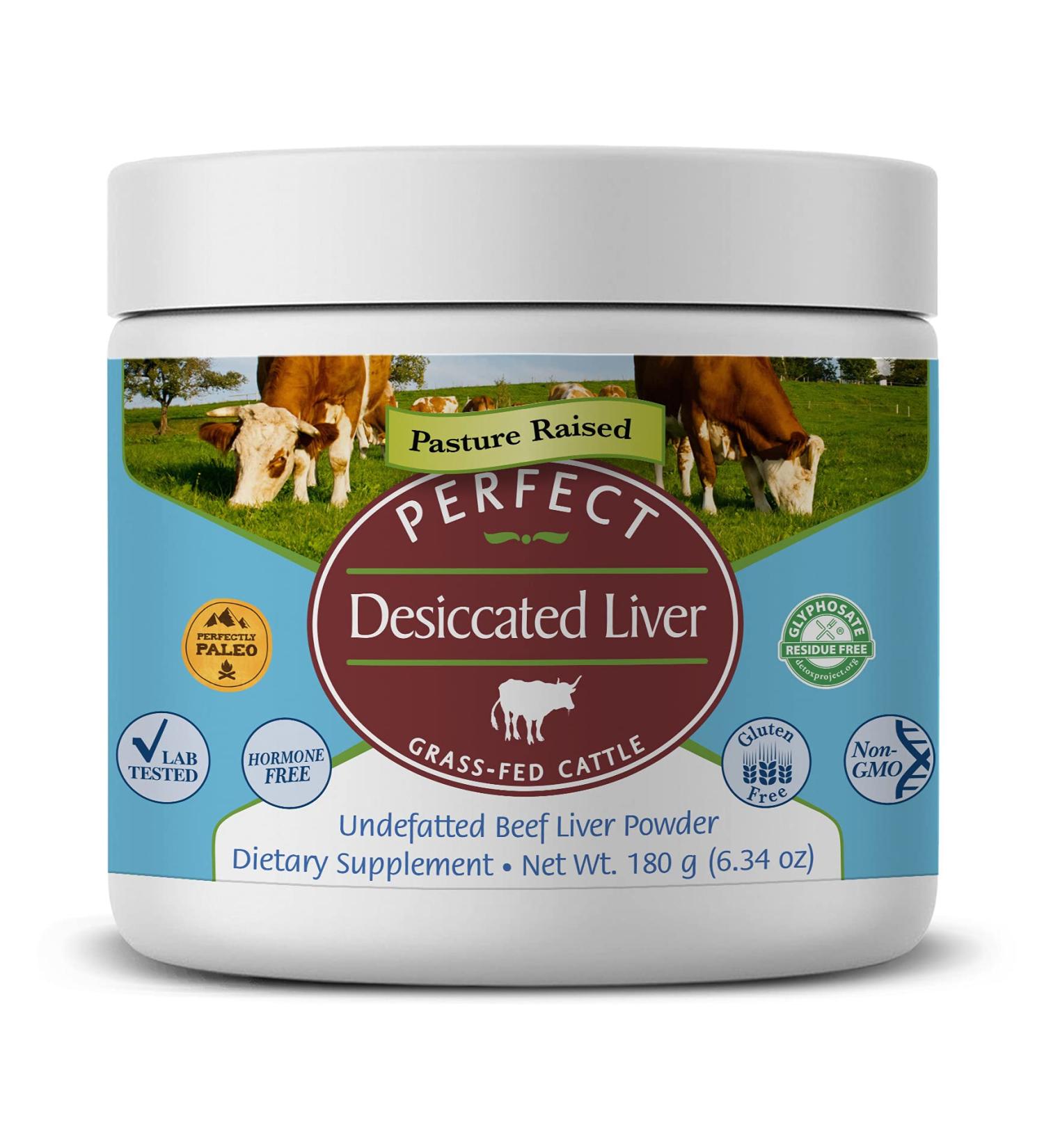 Perfect Supplements Perfect Desiccated Liver Powder 180 Grams Undefatted Beef Liver Natural Source of Protein Iron Vitamins A & B - Buy Online on GoSupps.com