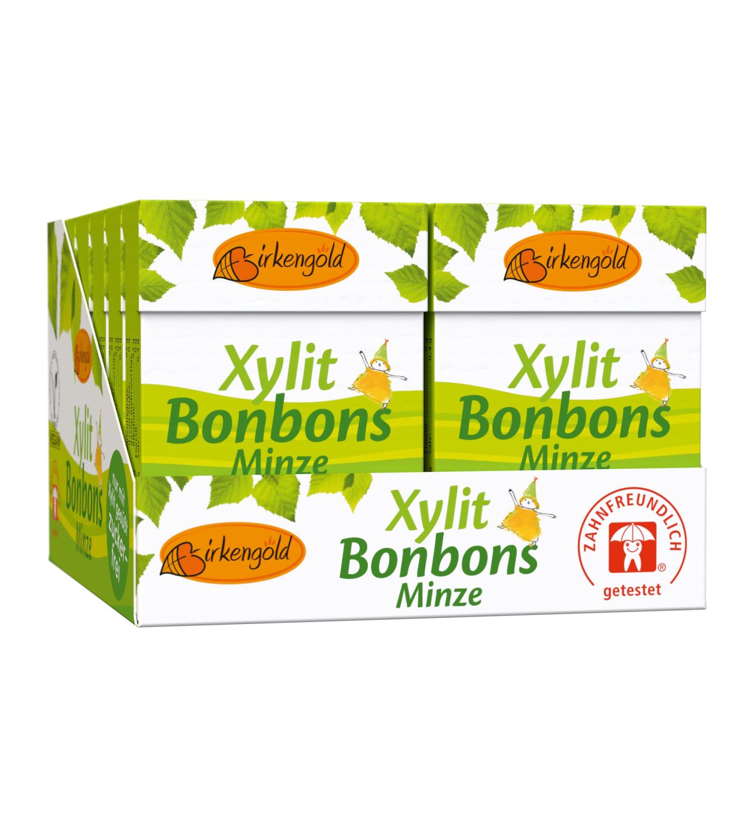 Birch Gold Xylitol Mint Bonbons - Sugar-Free Vegan Dental Care 12x30g | 100% European Xylitol | Natural Ingredients - Buy Online on GoSupps.com