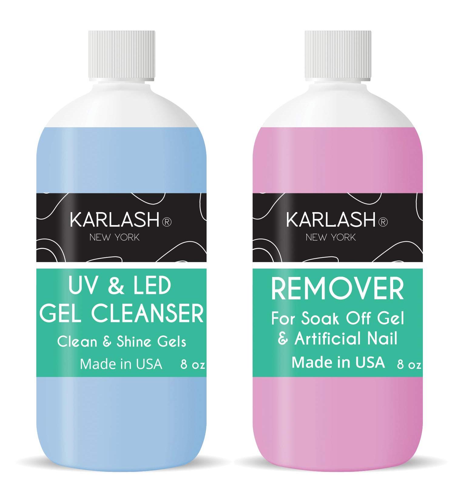 Karlash Professional Soak Off Remover for Gel Nail Polish Remover & UV Gel Cleanser for Gel Polish Top Coat (Set of 8 Ounce) 8 Ounce (Pack of 2)