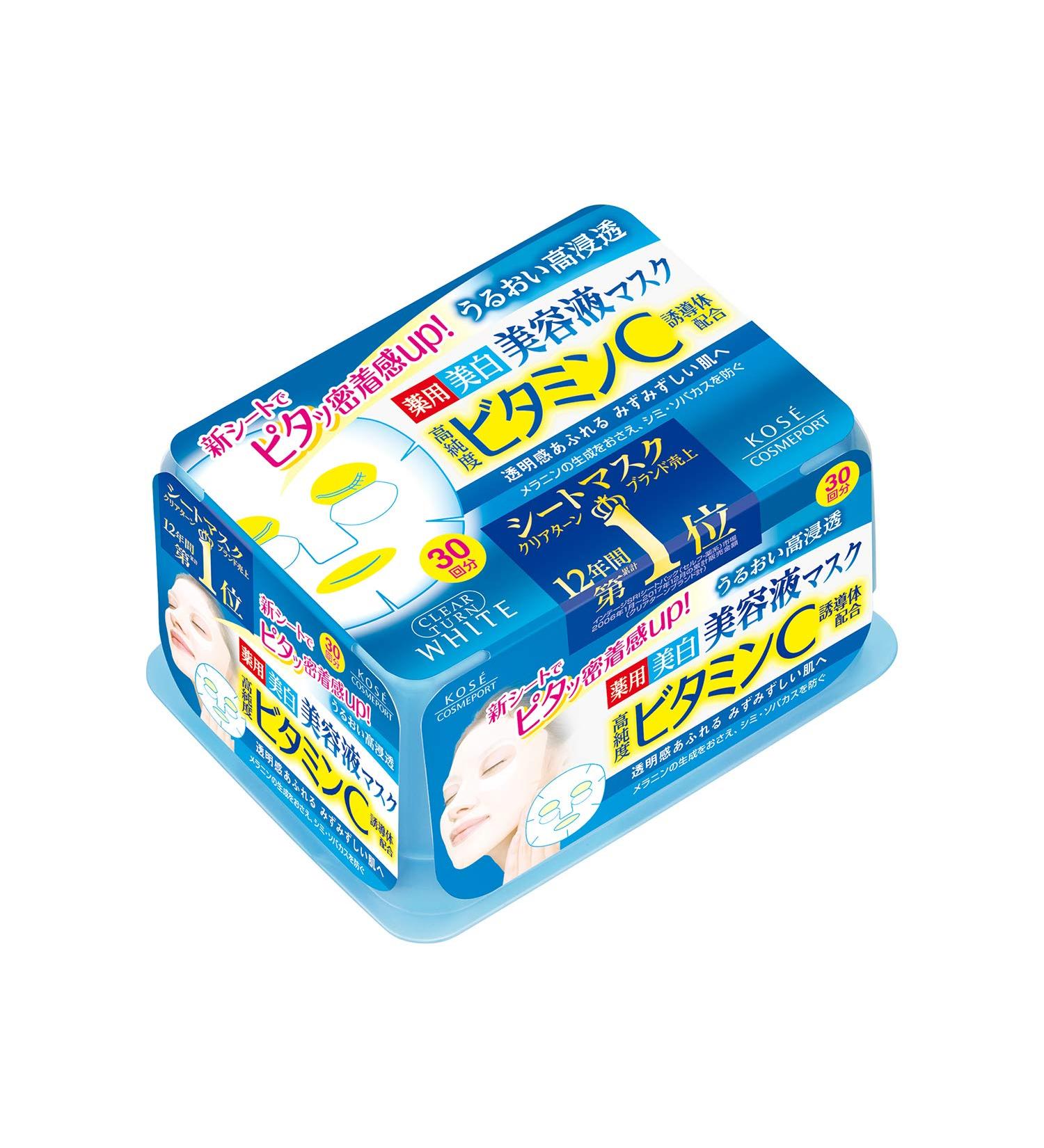 KOSE Clear Turn Essence Vitamin C Facial Mask - Brightening and Hydrating Treatment - Buy Online on GoSupps.com