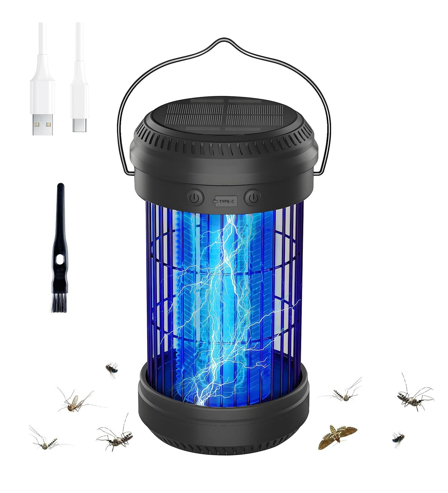 Solar Bug Zapper Lantern Qumox 2-in-1 Portable & Rechargeable Mosquito Zapper with 4000mAh Battery & LED Night Light 4000V Electric Fly Zapper for Outdoor Patio Backyard Garden - Buy Online on GoSupps.com