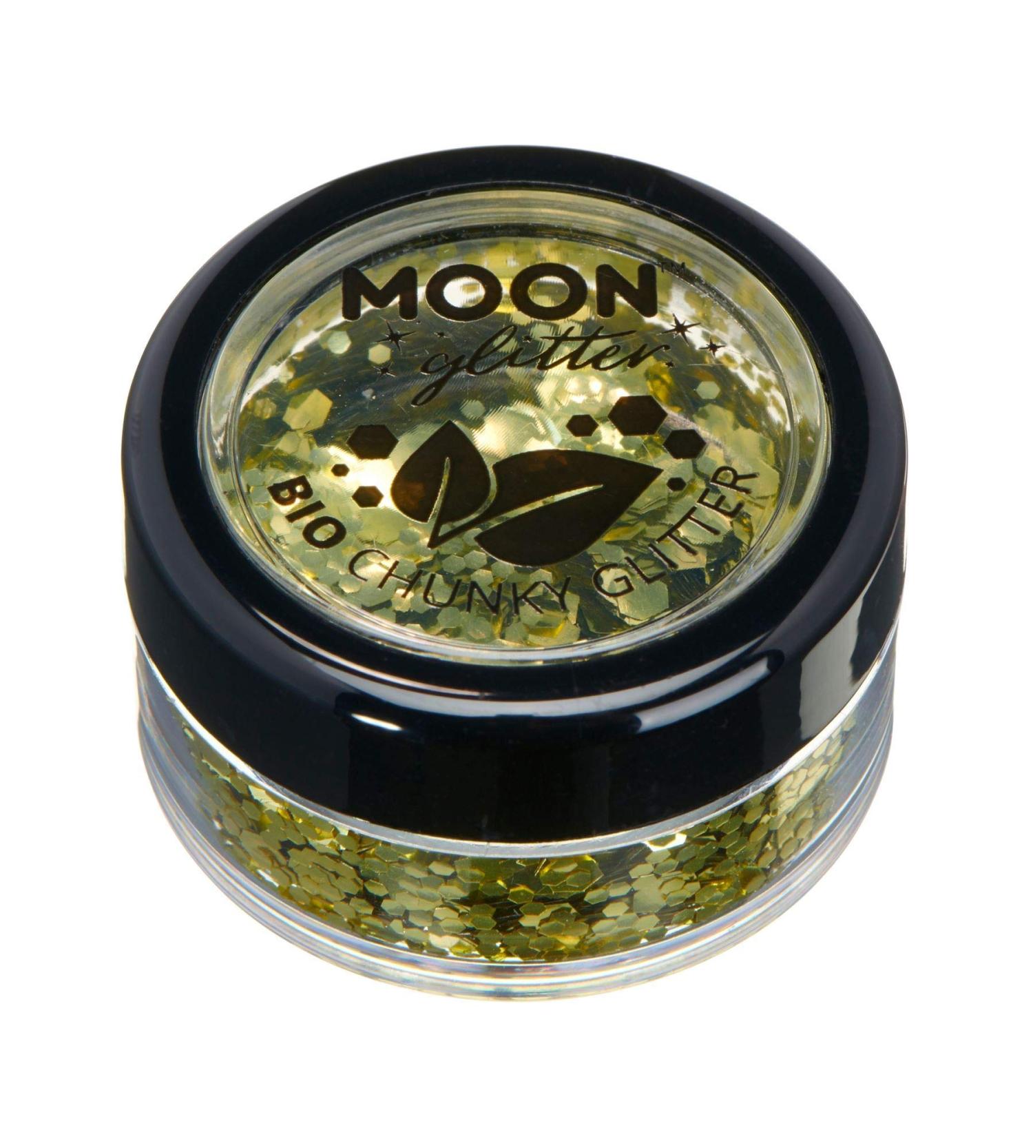 Biodegradable Eco Chunky Glitter by Moon Glitter - Gold - 3g | Eco-Friendly Festival Makeup for Face, Body, Nails, Hair & Lips - Buy Online on GoSupps.com