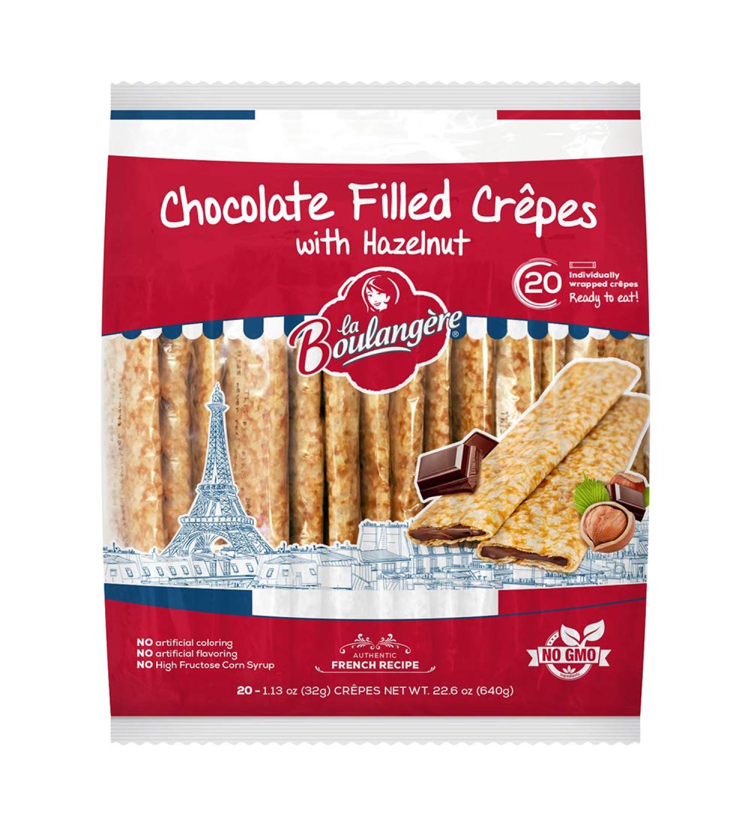 La Boulangere Chocolate Hazelnut Crepes - Individually Wrapped - Non GMO - 20-Count - Buy Online on GoSupps.com