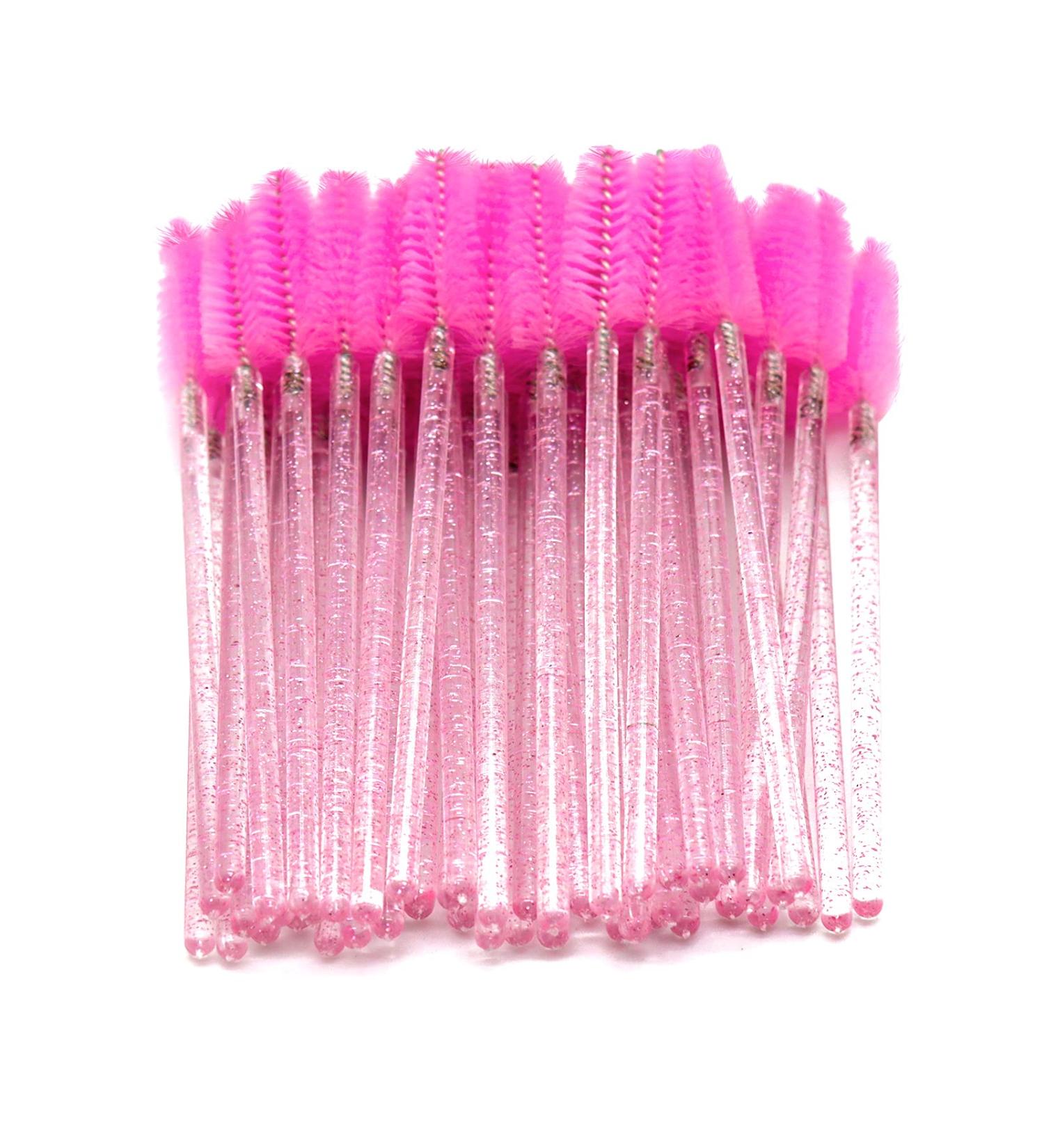 ReaZX Disposable Mascara Wand Eyebrow Eyelash Spoolie Brush for Extensions Crystal Pink Eyelash Brushes for Eyebrow Castor Oil Brush 100 Pcs - Buy Online on GoSupps.com