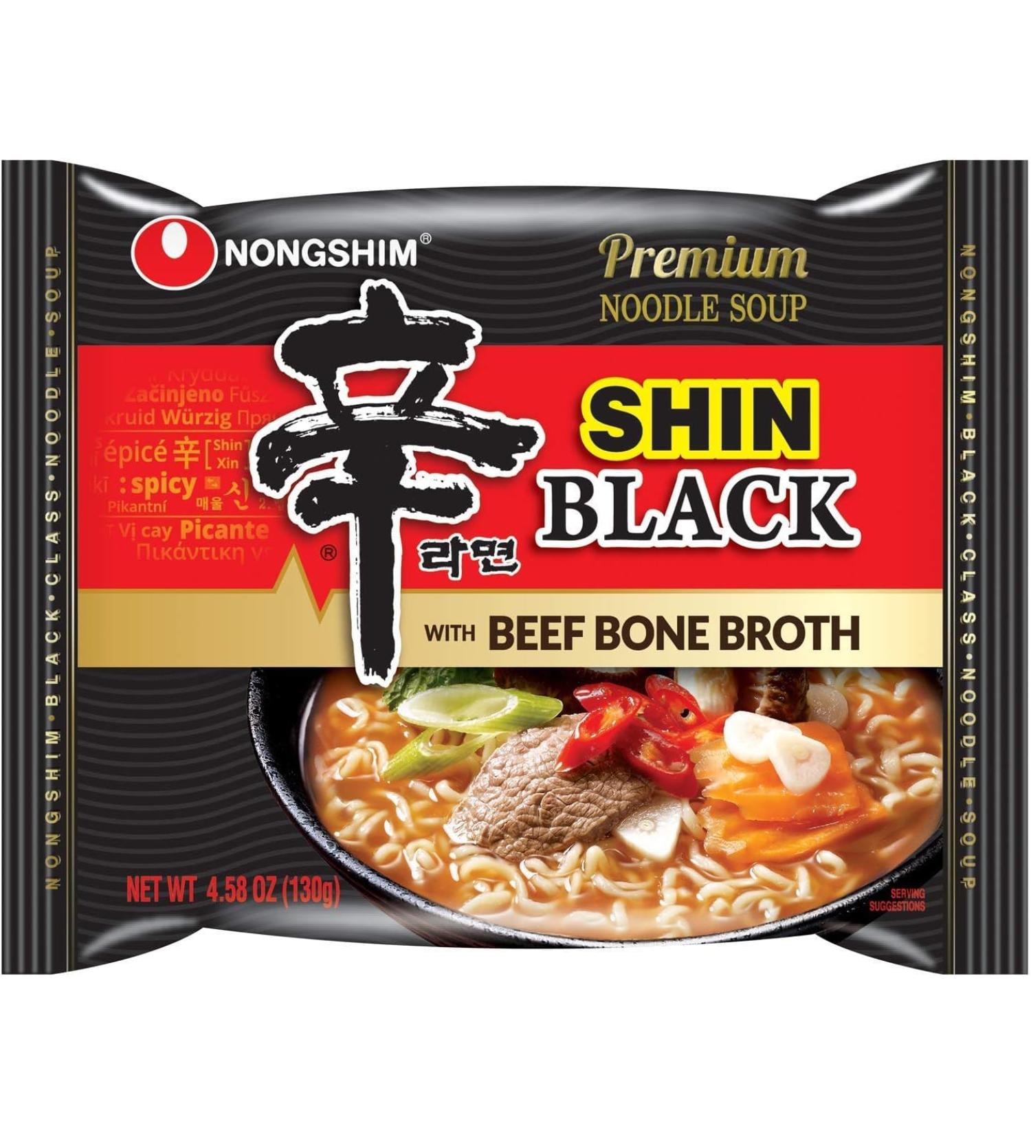 NongShim Shin Black Ramyun Noodle Soup Premium Beef Bone Broth 4.6 Ounce (16 Pack) - Buy Online on GoSupps.com