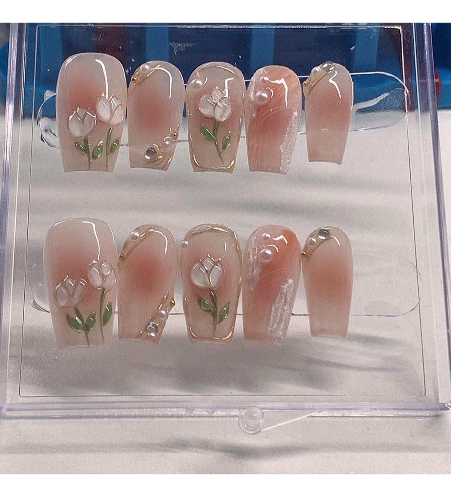 Three Dimensional Tulip Powder Blusher Halo Dye Nail Patch Nail Enhancement Finished Product Self-Adhesive Nail Stick Wear Nail (Size : M Color : A) - Buy Online on GoSupps.com