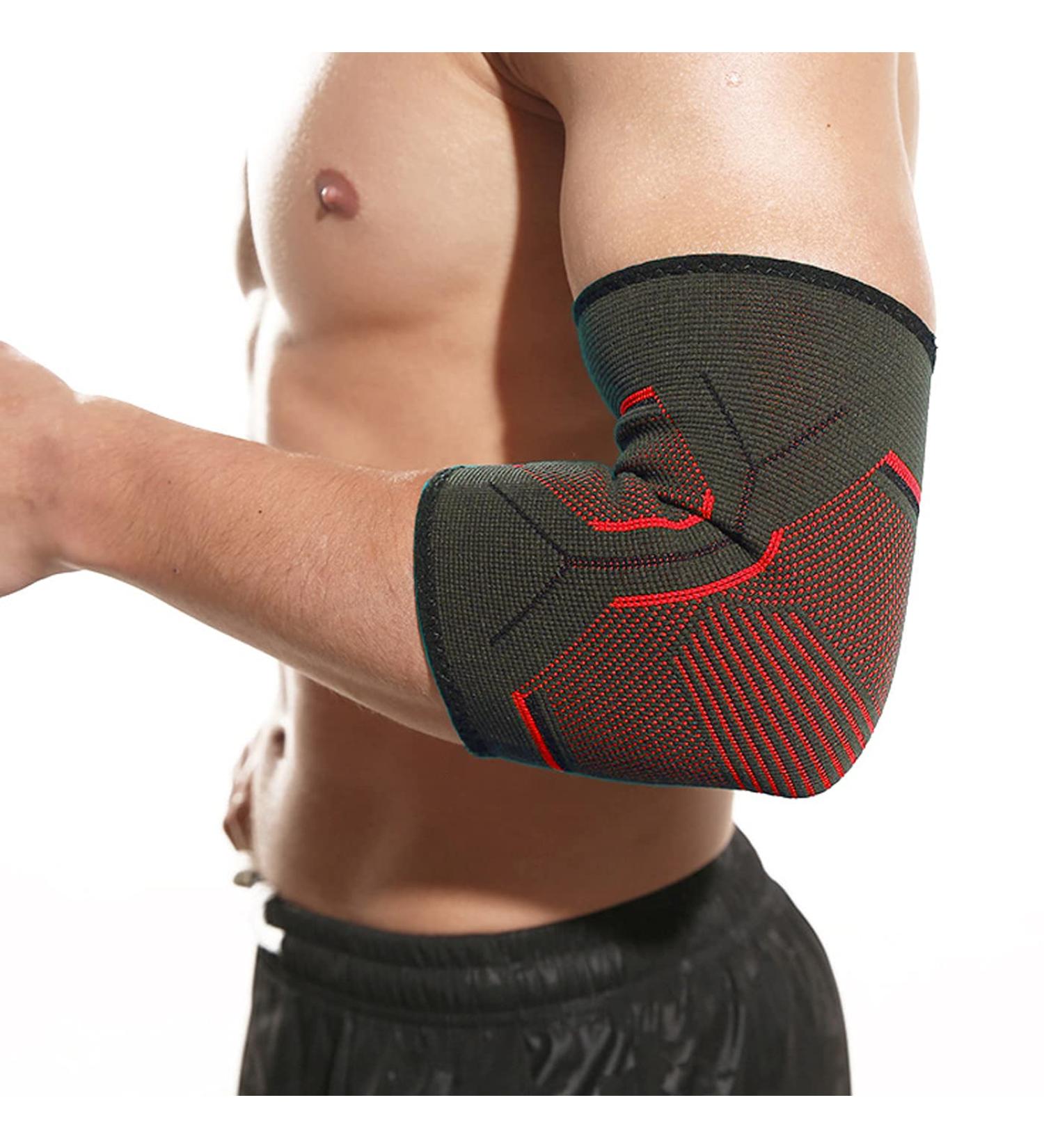Elbow Compression Braces Sleeves for Tennis & Golfer's Elbow | Relief for Tendonitis & Arthritis - X-Large Red-Black Pair - Buy Online on GoSupps.com