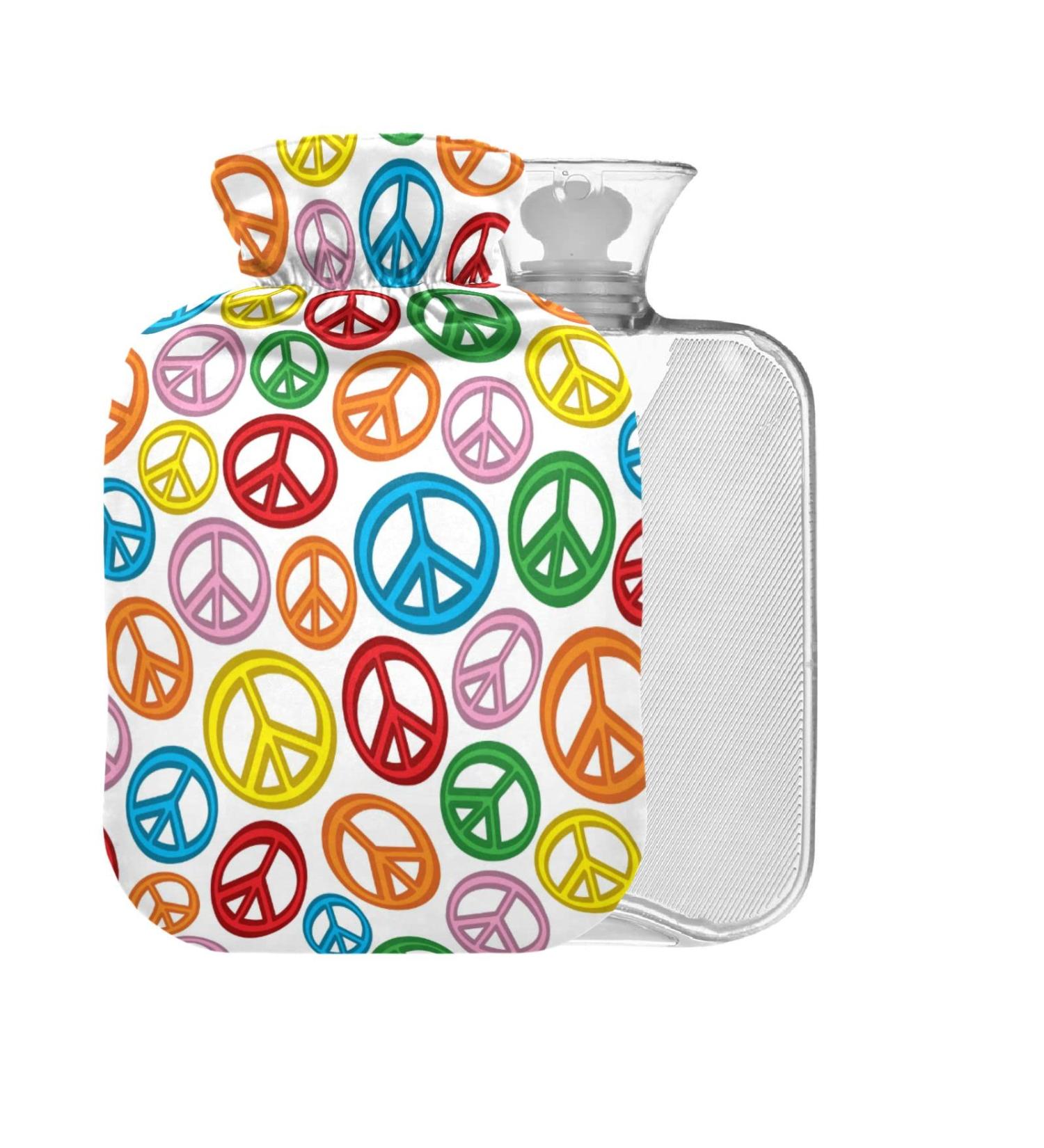 Peace Signs BAP Free Hot Water Bottle with Cover - 2L Large Pain Relief Bag for Headaches Neck & Shoulders - International Shipping - Buy Online on GoSupps.com