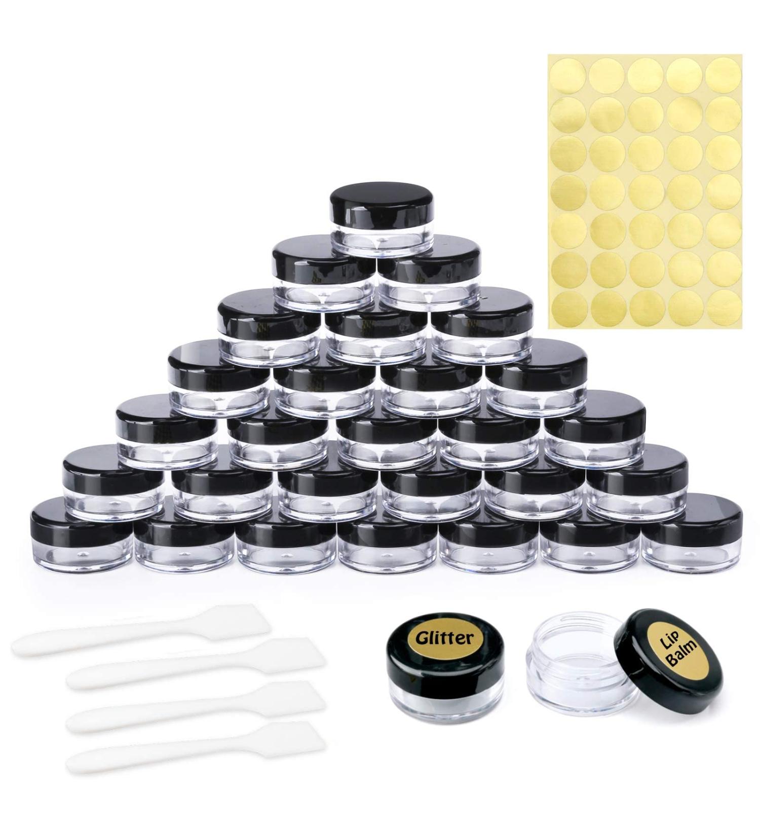 30 Pcs Empty Sample Pots 5g / 5ml Plastic Travel Cosmetic Container Jars with Lids for Creams Sample Make-Up Storage (Black) - Buy Online on GoSupps.com