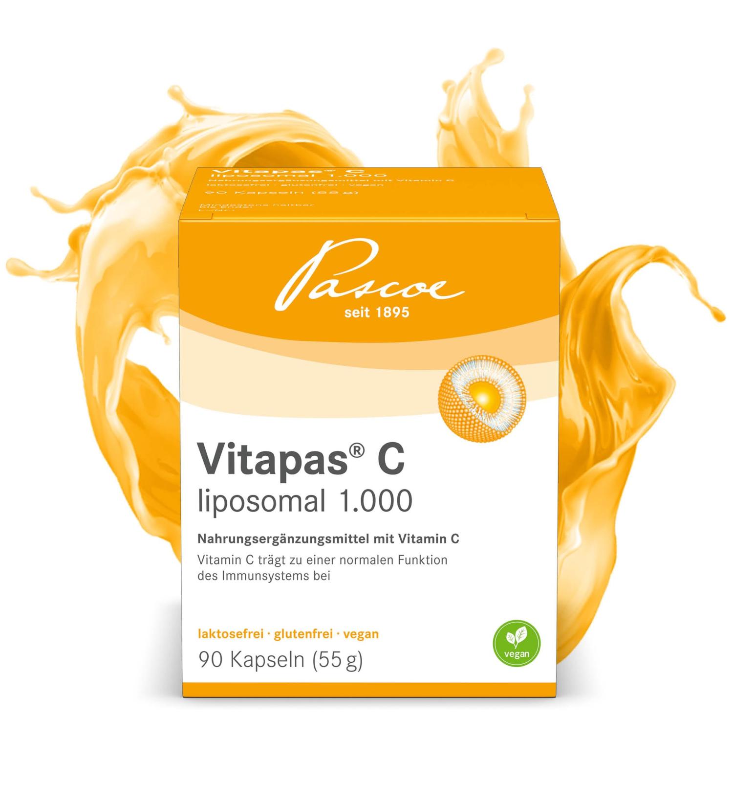 Vitapas C Liposomal 1000 - Vegan Vitamin C Supplement | 90 Lactose-Free Gluten-Free Capsules | Boost Immunity & Enhance Absorption - Buy Online on GoSupps.com