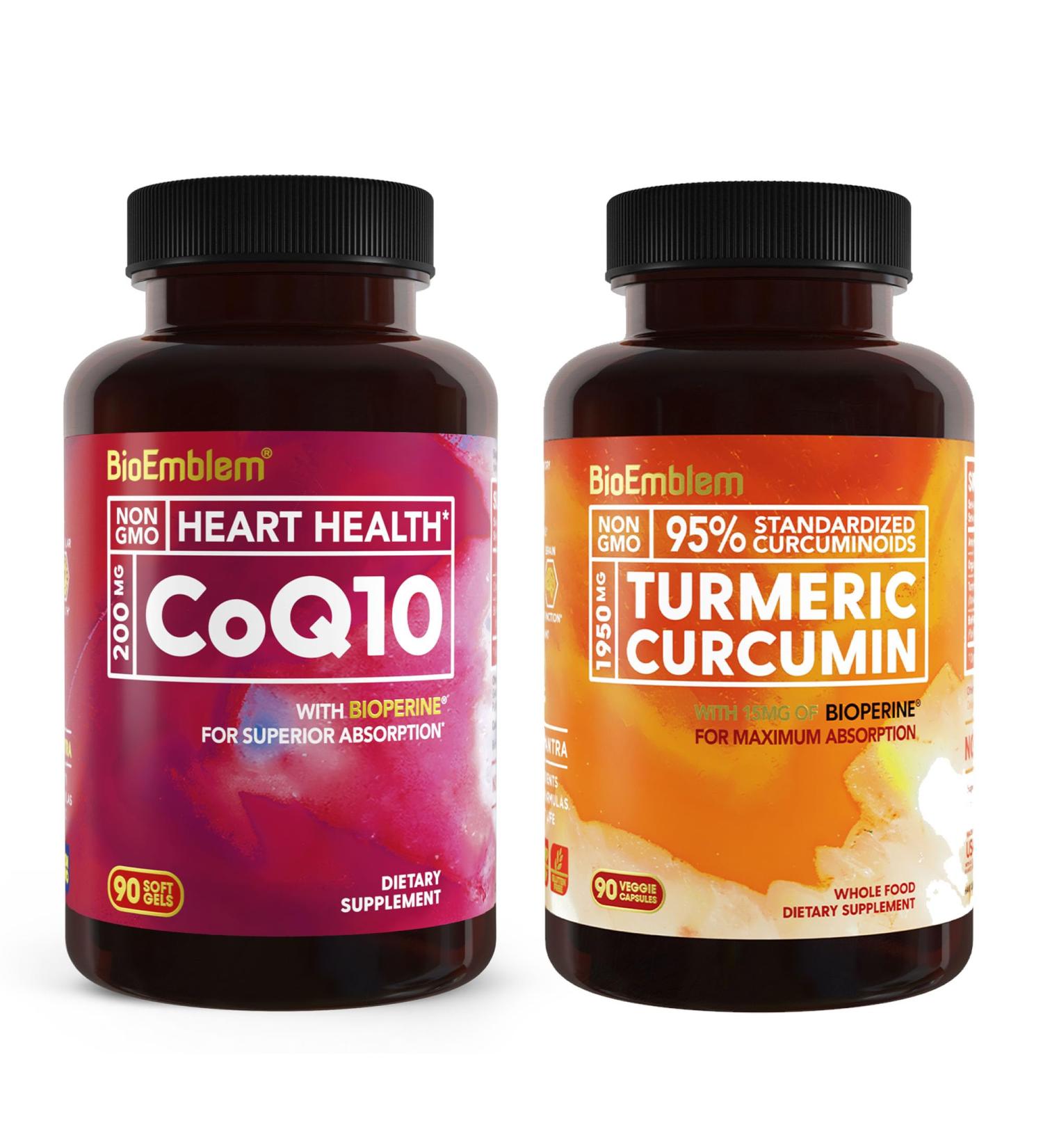 BioEmblem Turmeric Curcumin Supplement with BioPerine and CoQ10 with BioPerine - Buy Online on GoSupps.com