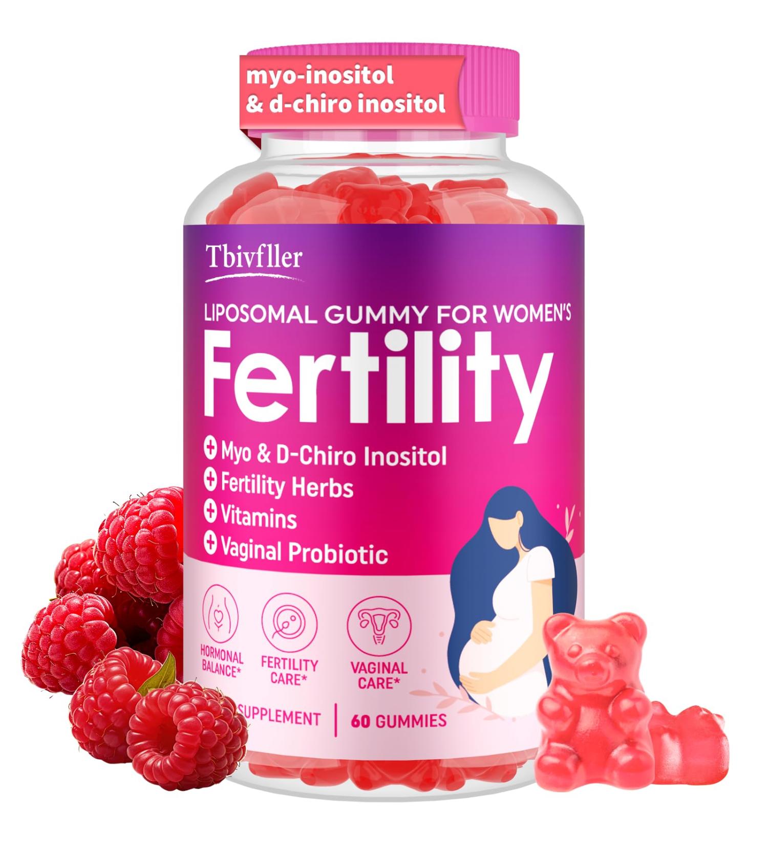 Fertility Supplements for Women Prenatal Vitamins with Myo-Inositol & D-Chiro Inositol Folate Herbs for Hormonal Balance Fertility & Vaginal Care 60 Prenatal Gummies (Raspberry) - Buy Online on GoSupps.com