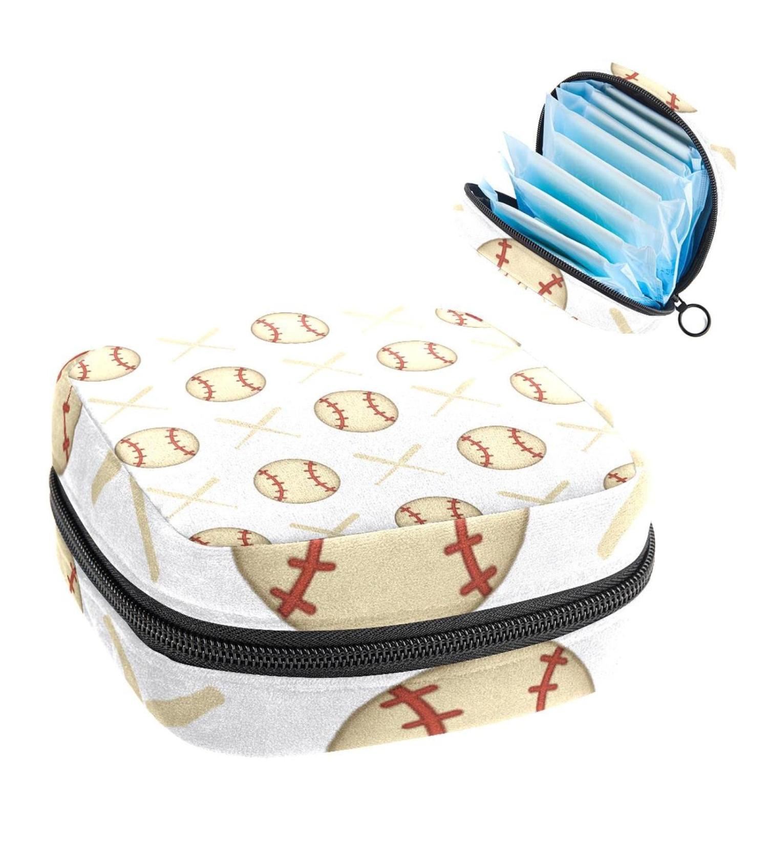Anna Cowper Baseball Pattern Menstrual Storage Bag - Multi-colored Portable Period Pouch for Women & Teens | 1Pc - Buy Online on GoSupps.com