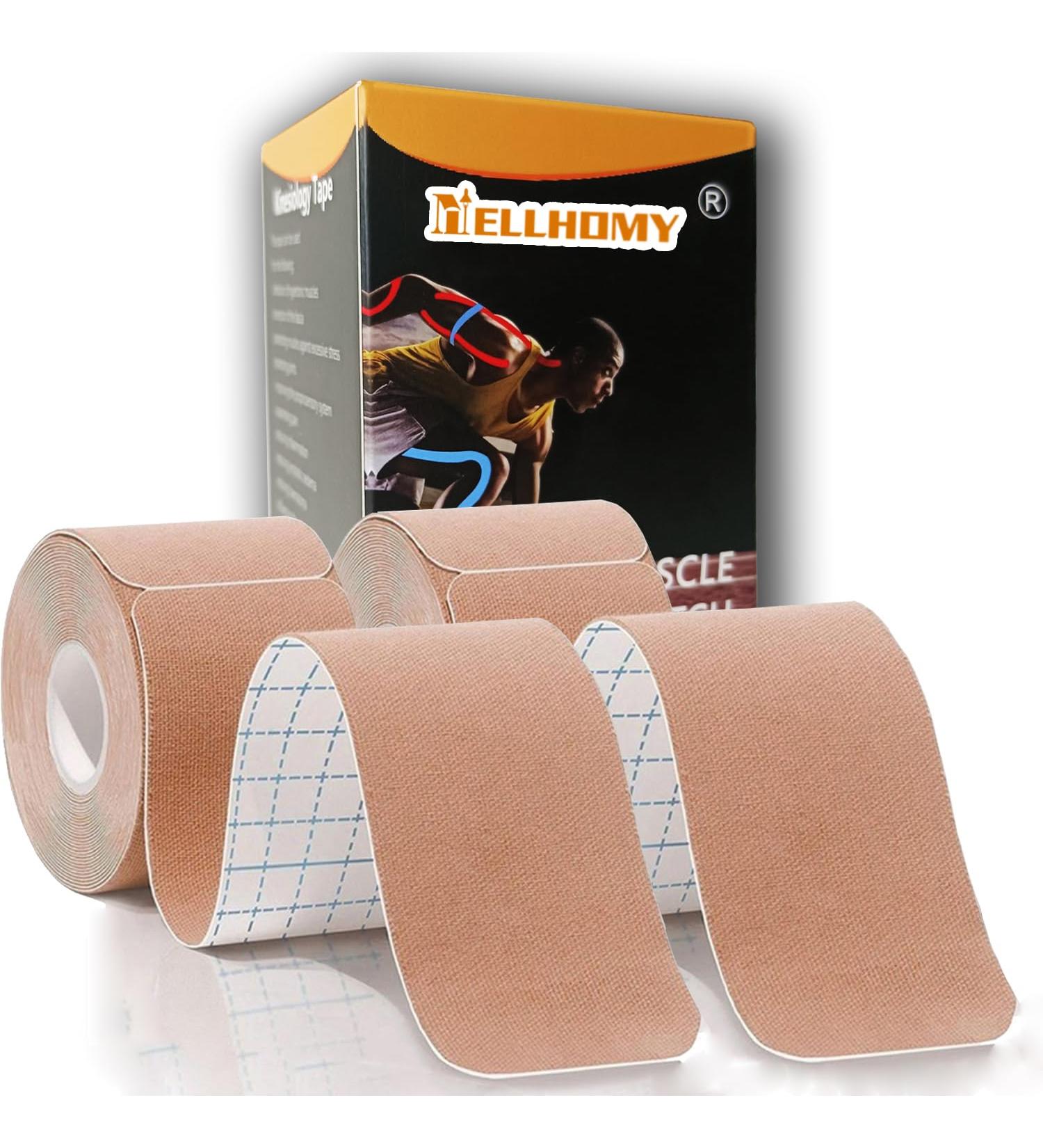 Kinesiology Tape Precut - 2 Rolls 5cmx10M | K Tape Hypoallergenic Waterproof 80 Precut Strips In Total Physio Elastic Sports Tape Pain Relief Adhesive for Muscles Elbow Knee & Shoulder Sports | Skincolor - Buy Online on GoSupps.com