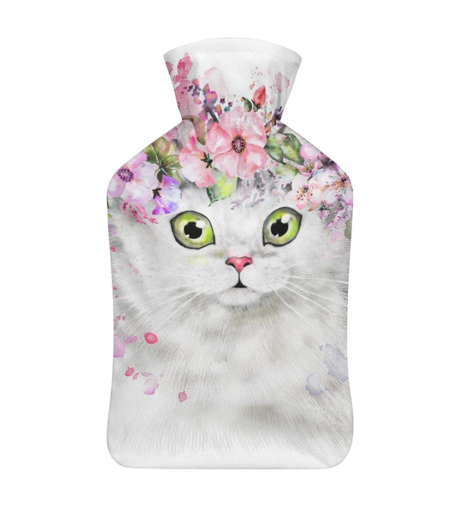 Buy White Cat Plush Hot Water Bottle | Hand Warmer for Adults & Children - 26.5x15.3cm | International Shipping - Buy Online on GoSupps.com