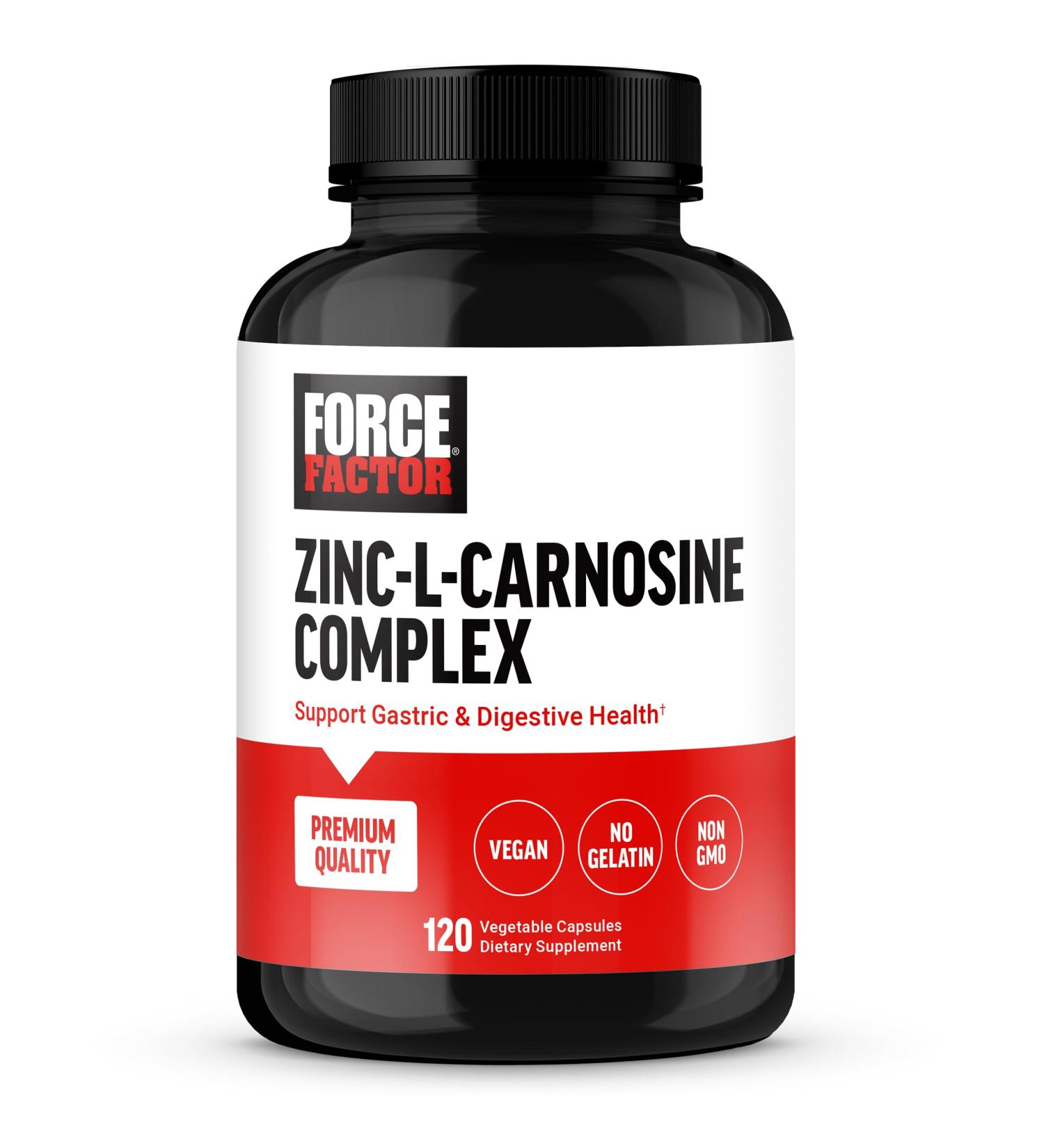 Force Factor Zinc L-Carnosine Capsules to Support Gastric and Digestive Health Digestion and Bloating Supplement Vegan Non-GMO No Gelatin 120 Capsules - Buy Online on GoSupps.com