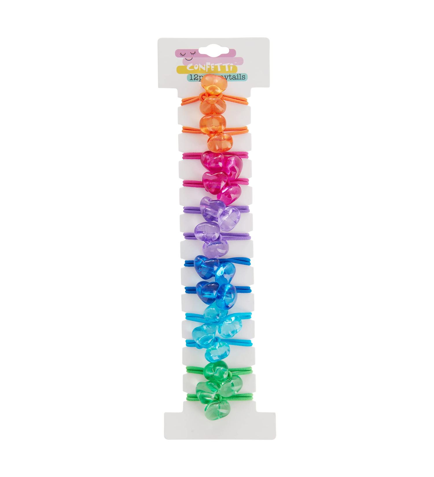 Cudlie Confetti 12 Pack Girls Heart Hair Ties Set - Colorful Elastic Ponytail Holder for Kids - Buy Online on GoSupps.com