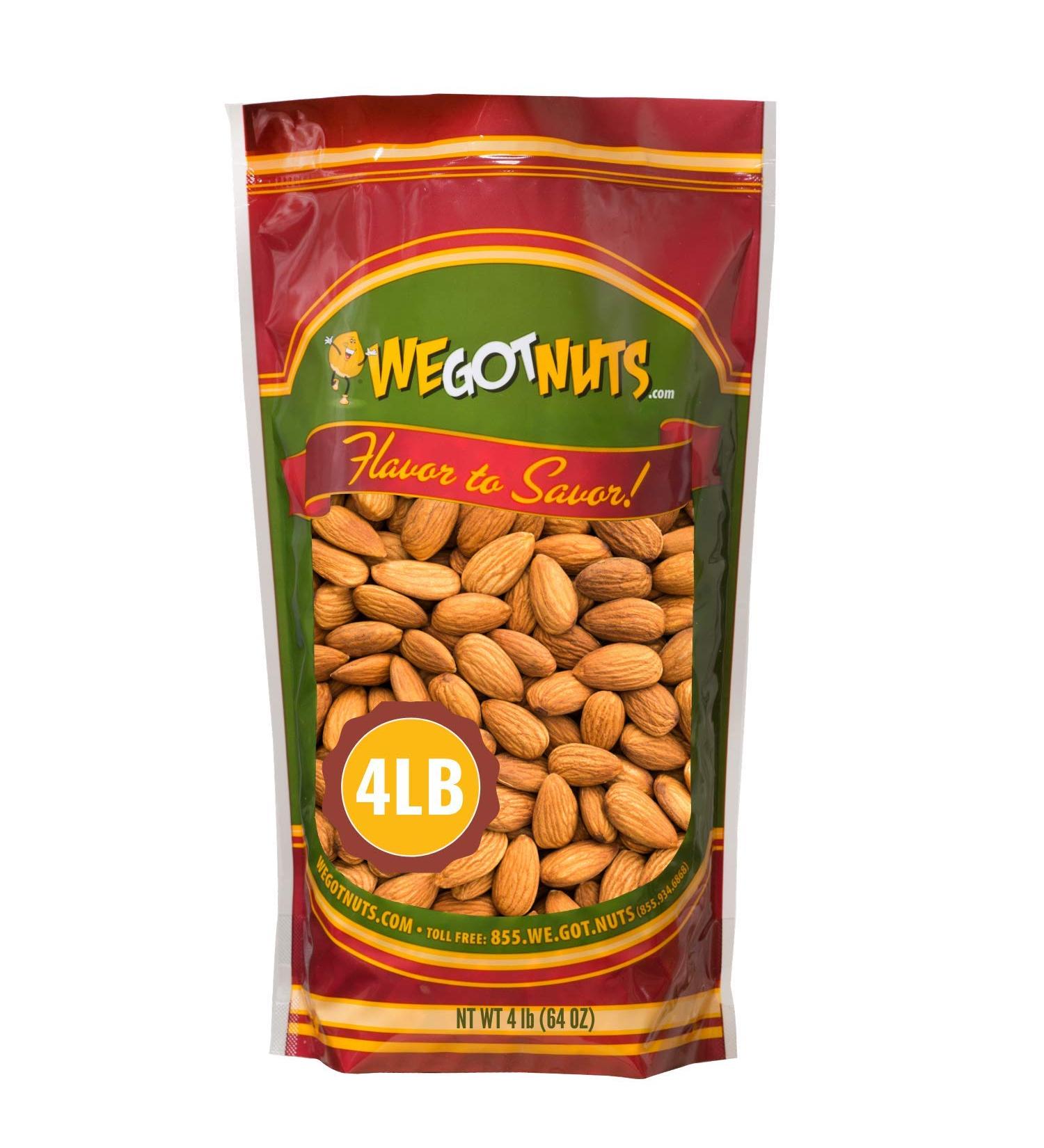Jumbo California Almonds 64oz - Whole Raw Unsalted Almonds - 4lb Pack - Buy Online on GoSupps.com