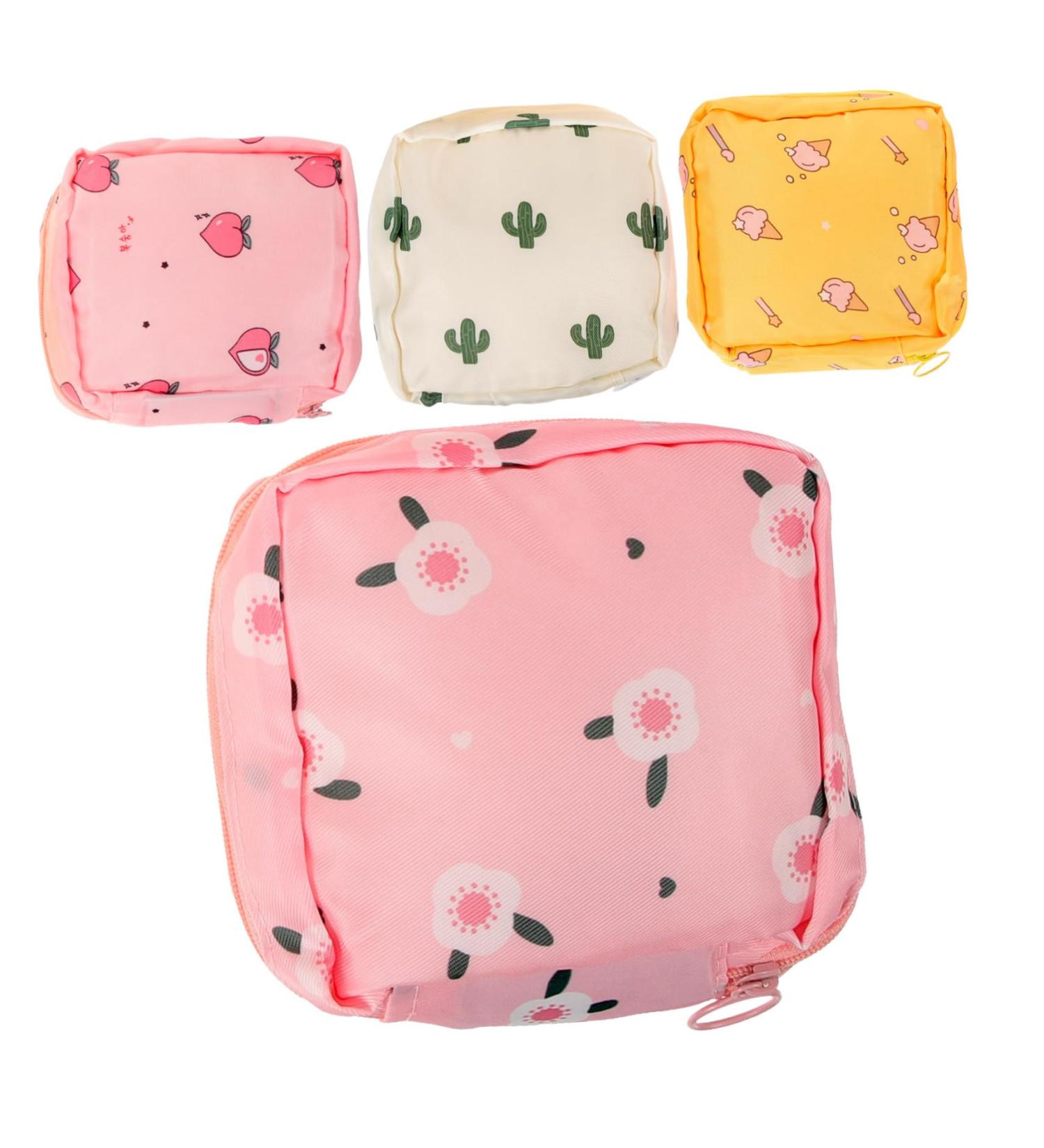 Goohochy 4-Piece Portable Ice Cream Bag Set | Multi-Purpose Menstrual Bandage & License Holder | Stylish Time Fabric Handbag - Buy Online on GoSupps.com