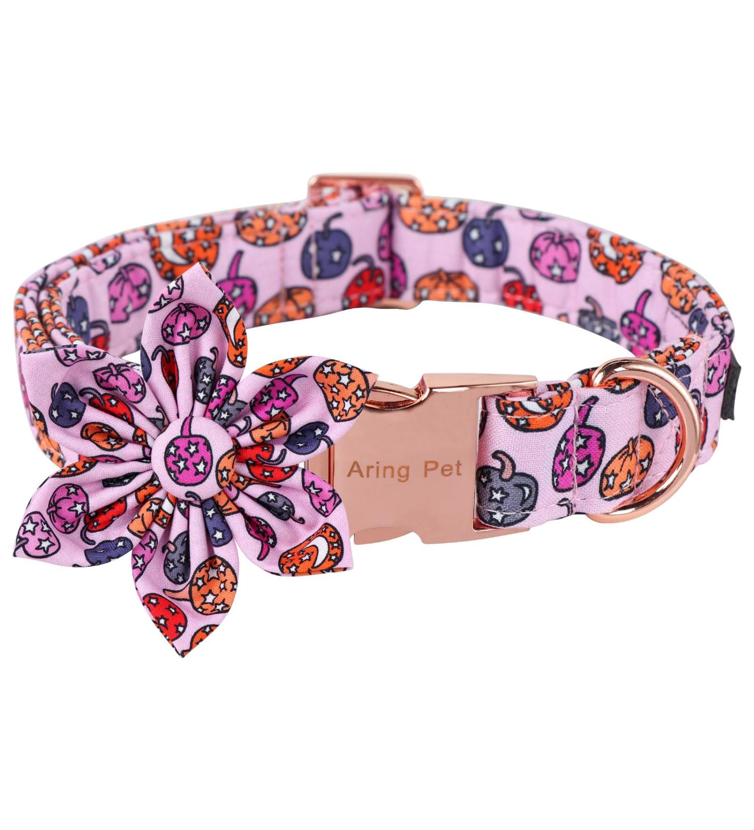 Shop Aring Pet Halloween Dog Halison Band - Pink Pumpkin Design for All Sizes | Cotton Flower Band & Lamp - Buy Online on GoSupps.com