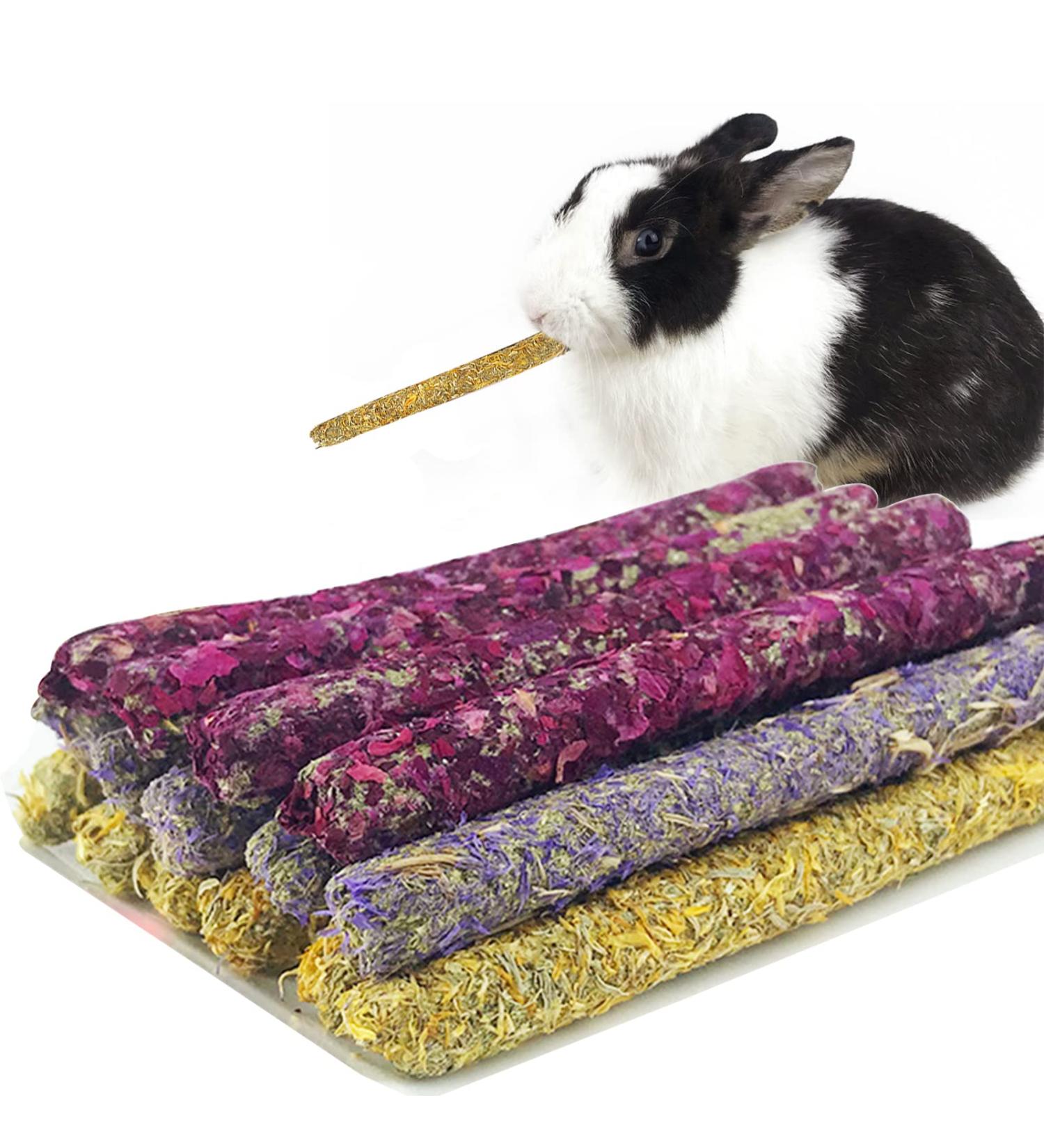 Hutvd Rabbit Cheese Stuff + Dental Care Chewing Toys for Small Animals | Natural Rose Marigold & Forget-Me-Not Sticks for Hamsters Guinea Pigs & Chinchillas - Buy Online on GoSupps.com