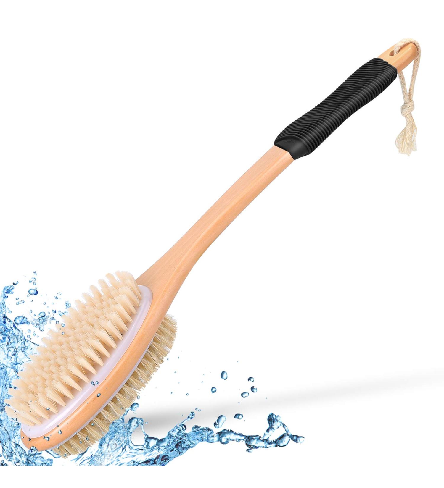 KIPRITII Ergonomic Back Scrubber - Double-Sided Shower Brush for Cellulite & Lymphatic Health (Black) - Buy Online on GoSupps.com