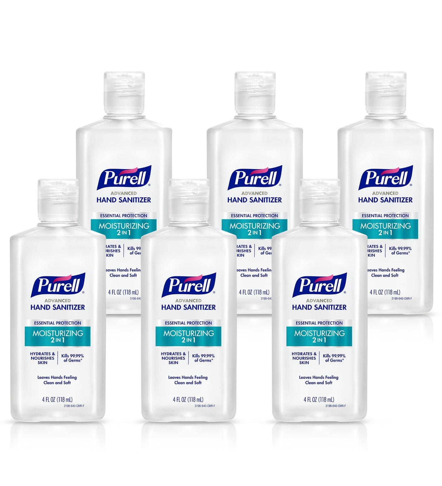 Purell 2in1 Moisturizing Advanced Hand Sanitizer Gel 4 oz Portable Bottle, Pack of 6 - 3498-04-EC - Buy Online on GoSupps.com