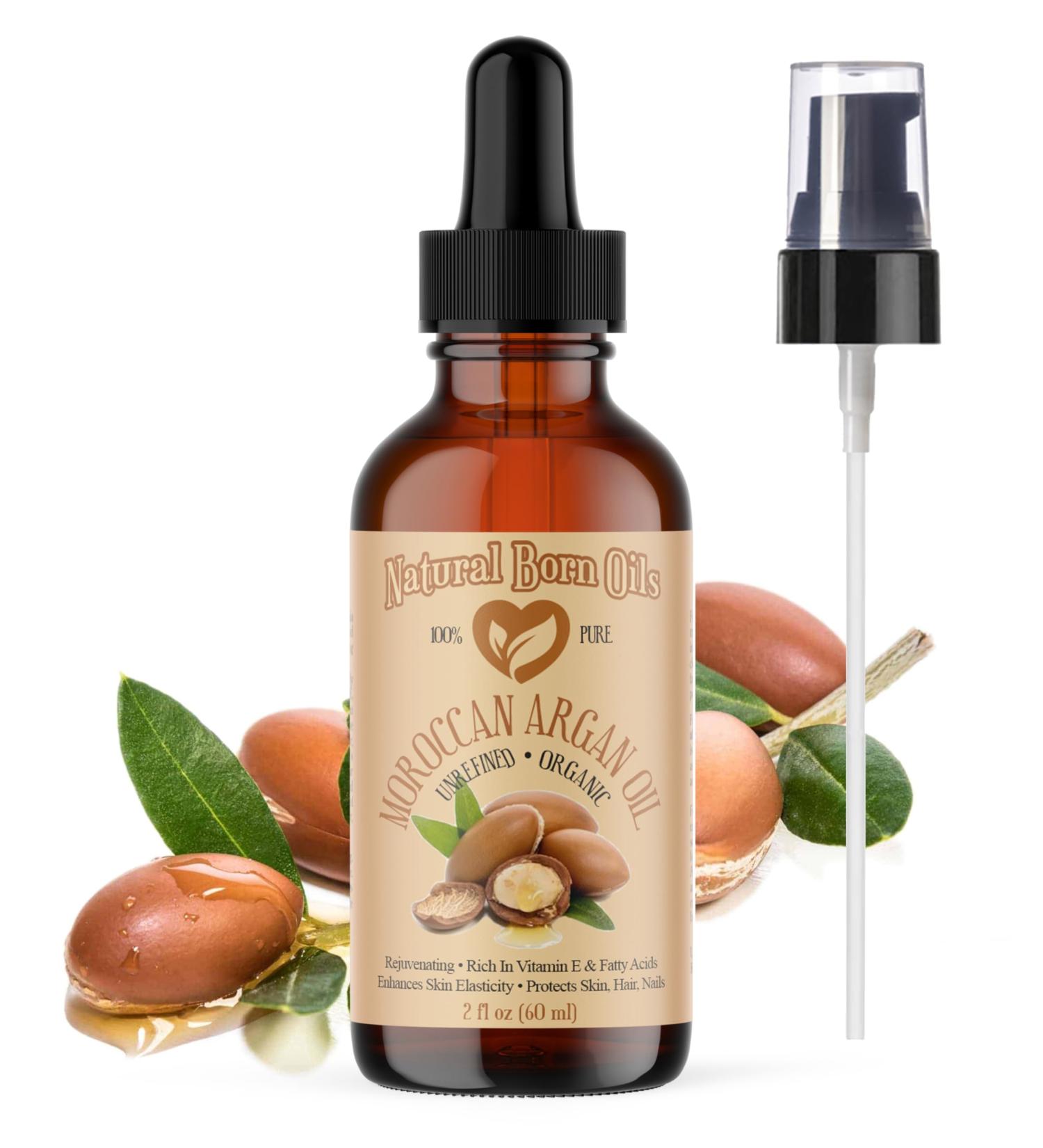Natural Born Oils Moroccan Argan Oil. 2oz. 100% Pure and Natural Cold-pressed Organic. Natural Moisturizer for Your Skin and Hair - Buy Online on GoSupps.com