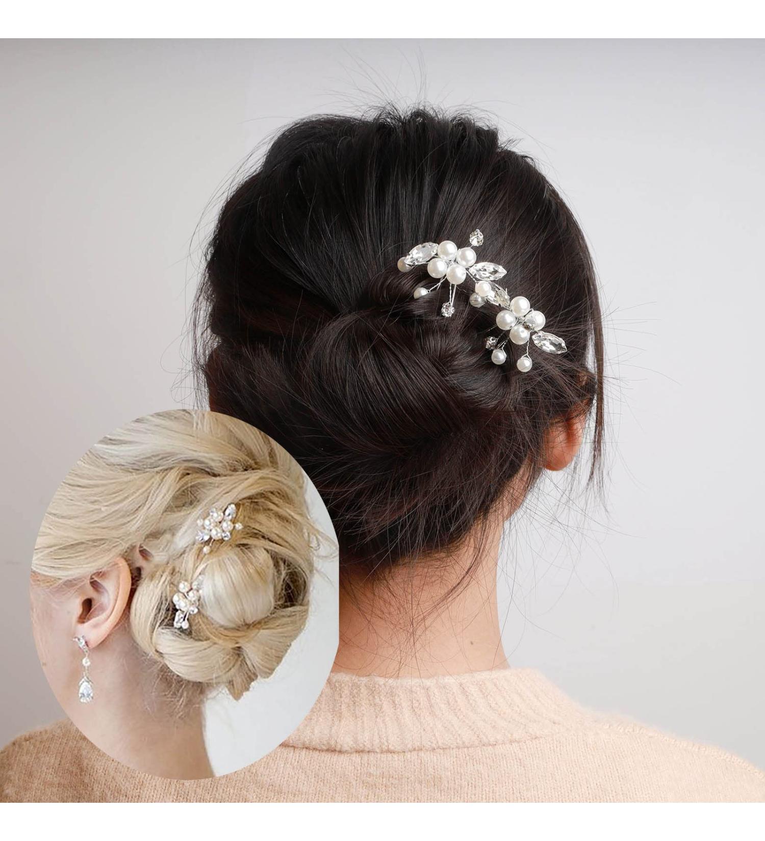 Shop Tseenyi Bridal Hair Accessories - Rhinestone Pearl Hair Clips & Crystal Hairpins for Weddings | Perfect Valentine's Day Gift - Buy Online on GoSupps.com