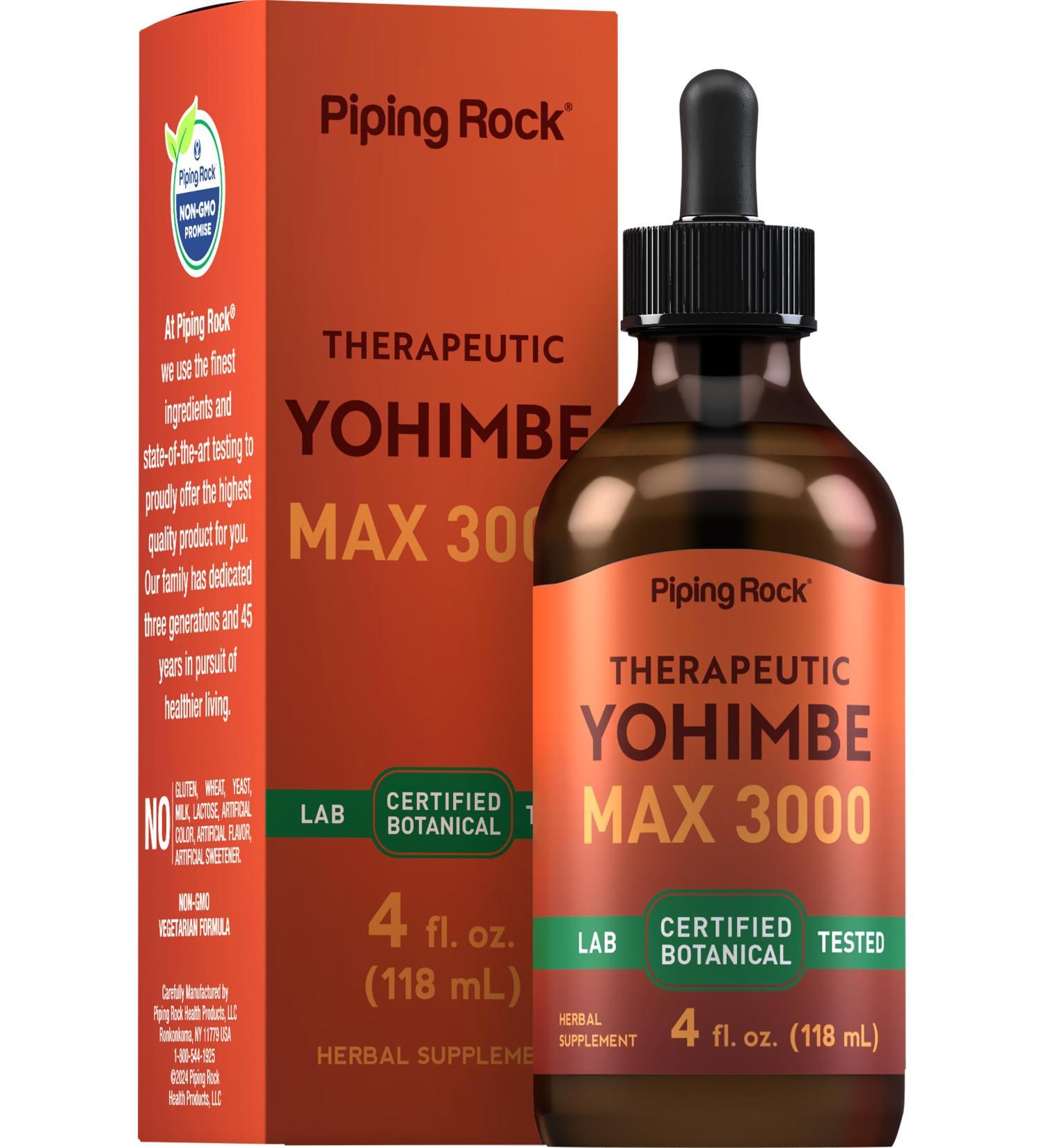 Piping Rock Yohimbe Bark Extract Liquid 4 Oz | Alcohol Free Non-GMO Gluten Free Supplement for Men & Women - Vegan Friendly - Buy Online on GoSupps.com