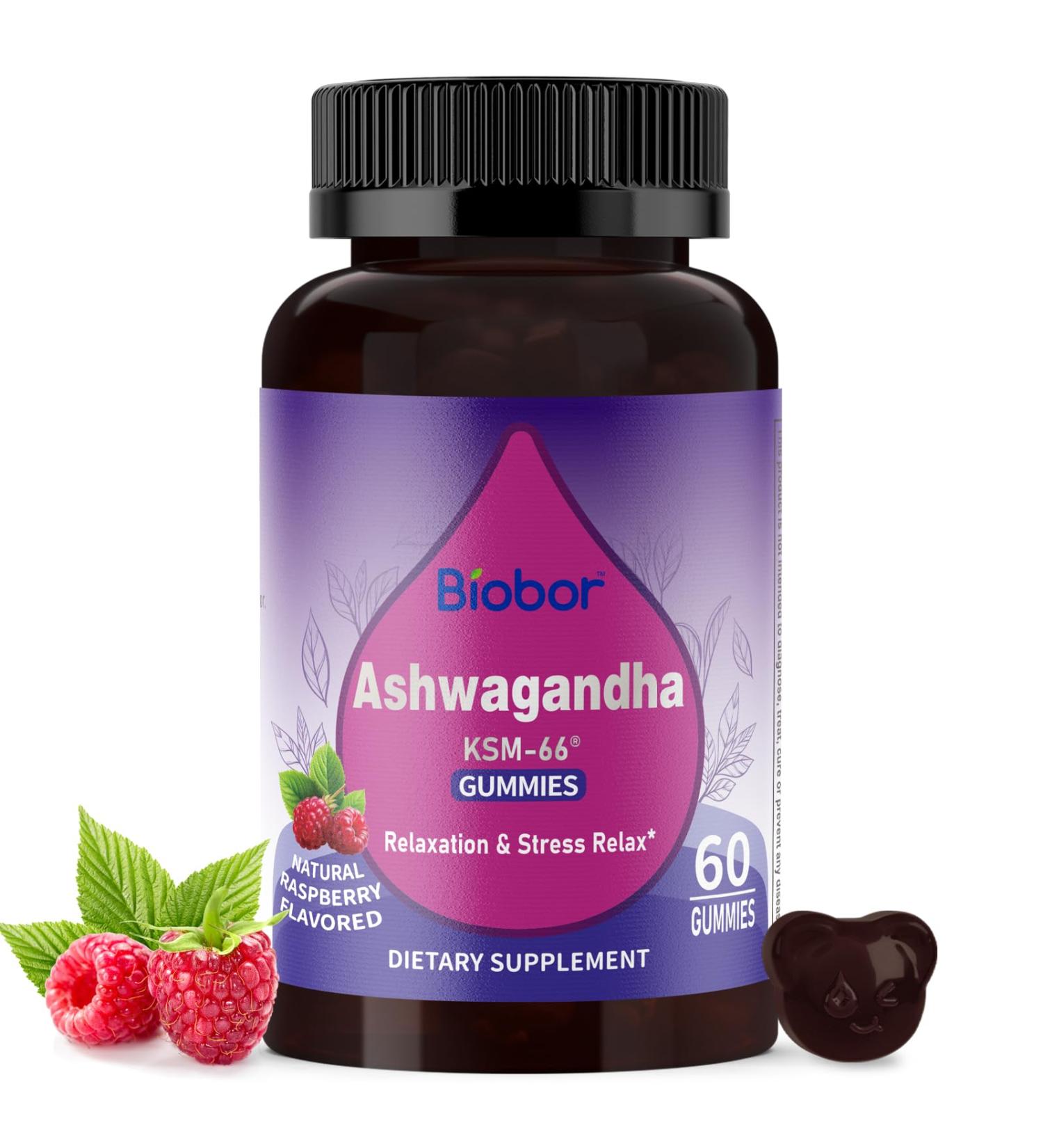 Ashwagandha Gummies KSM-66 Ashwagandha Root Extract with Vitamin D3 Relaxation Support & Immune Support for Adults - GMO Free Gluten Free Raspberry 60 Count (Pack of 1) - Buy Online on GoSupps.com