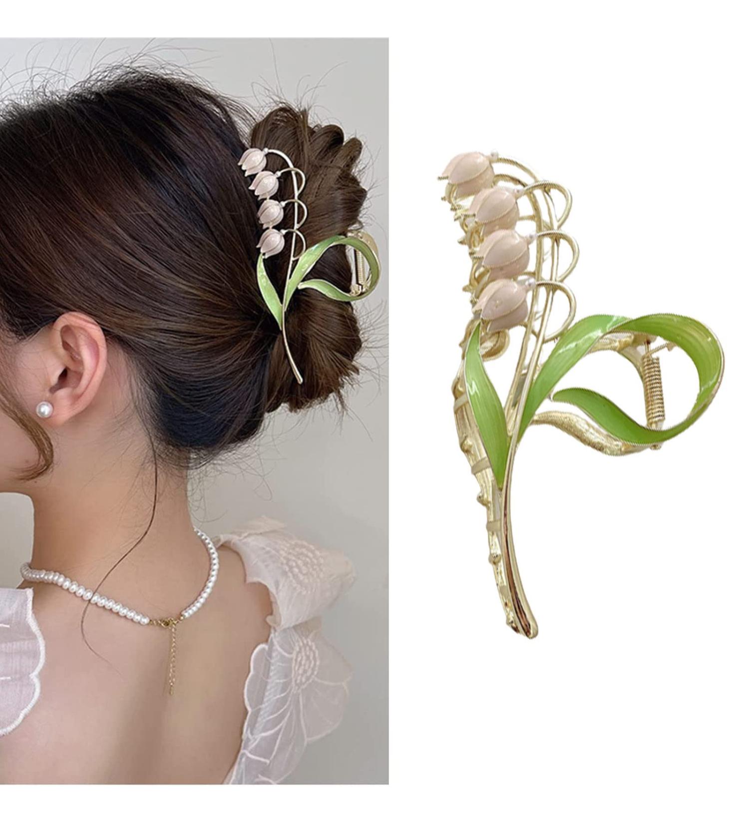 Lily of The Valley Non-Slip Metal Hair Clip - Elegant Orchid Flower Fashion Accessory - Buy Online on GoSupps.com