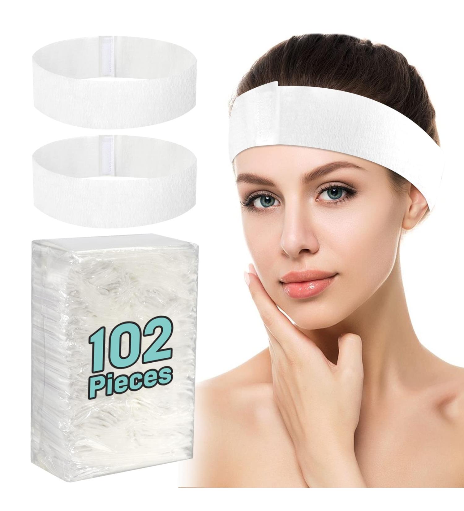 PENCLE Disposable Spa Facial Headbands - 102 PCS White Stretch Hair Bands for Women Girls Skin Care Makeup - Adjustable Elastic Non-Woven Soft Fabric - Individual Package - Ideal for Salon Use - Buy Online on GoSupps.com
