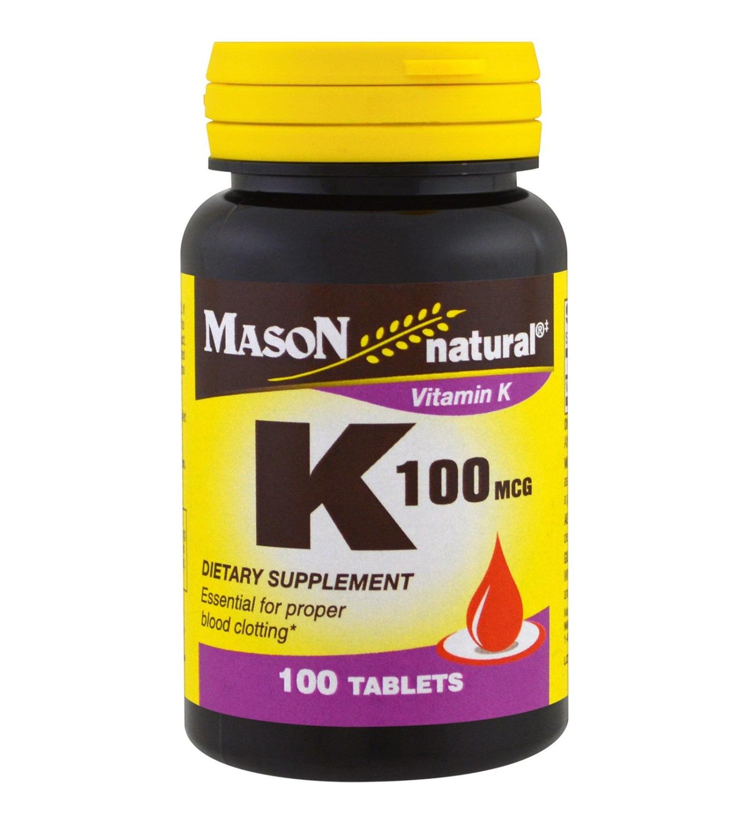 Mason Natural Vitamin K 100mcg Tablets - 100 Count - Buy Online on GoSupps.com